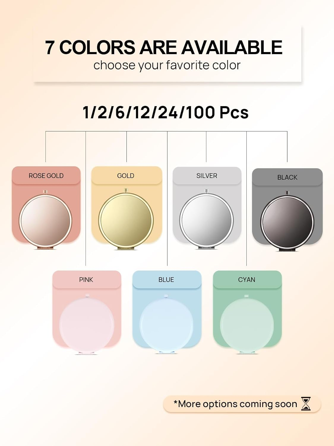 Compact Mirror Bulk, Pack of 12 Double-Sided 1X/2X Magnifying Metal Makeup Mirrors(Round, Rose Gold) image number 4