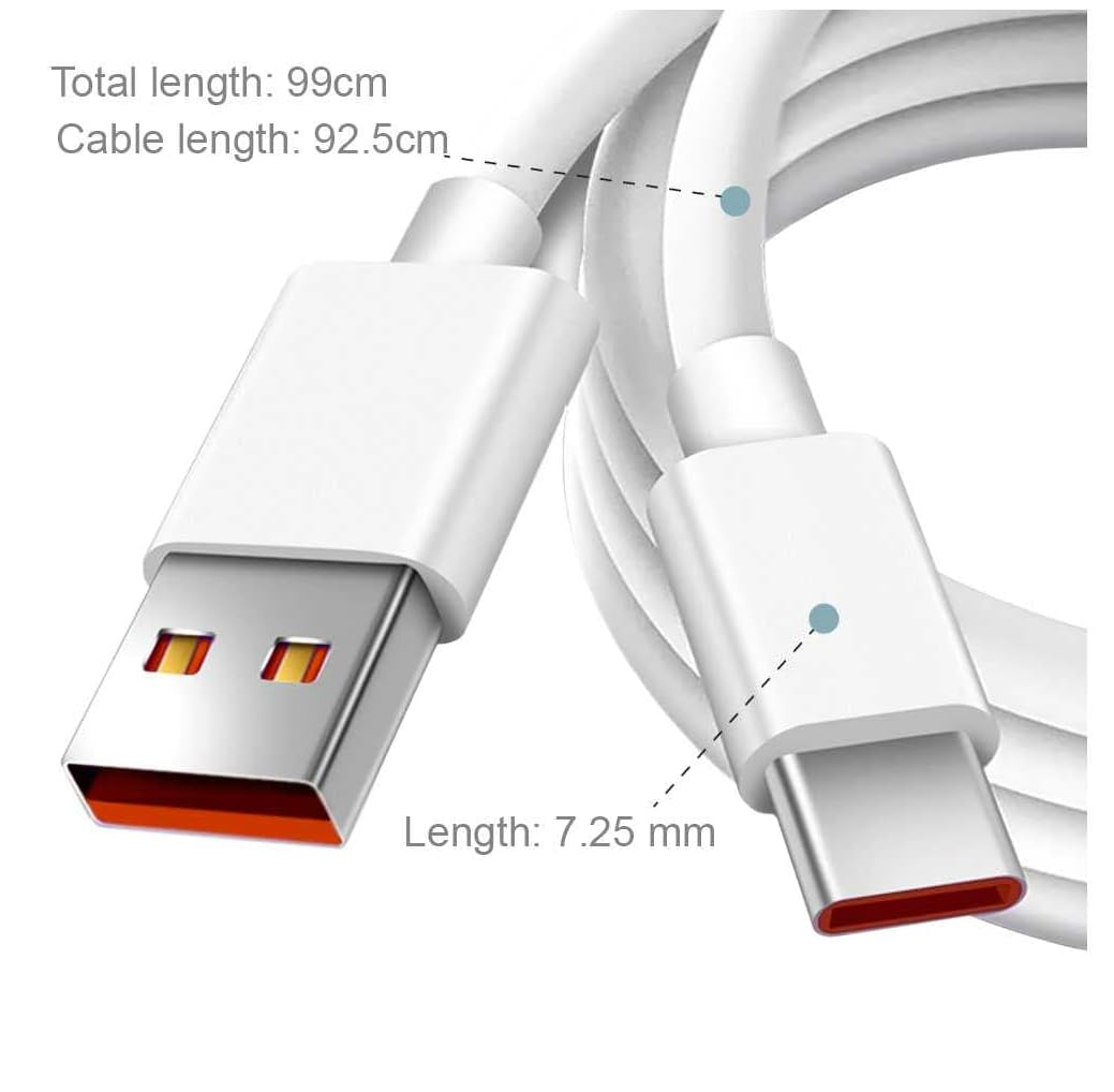 Turbo Charge 120W Cable for Xiaomi, Fast Charging USB Cable 6A Hyper Charge 65W Max. USB C Data Transfer 480 Mbps Android Auto. USB C Cable 67W 6A for Mi 11 Ultra, Xiaomi/Redmi Poco, Black Shark