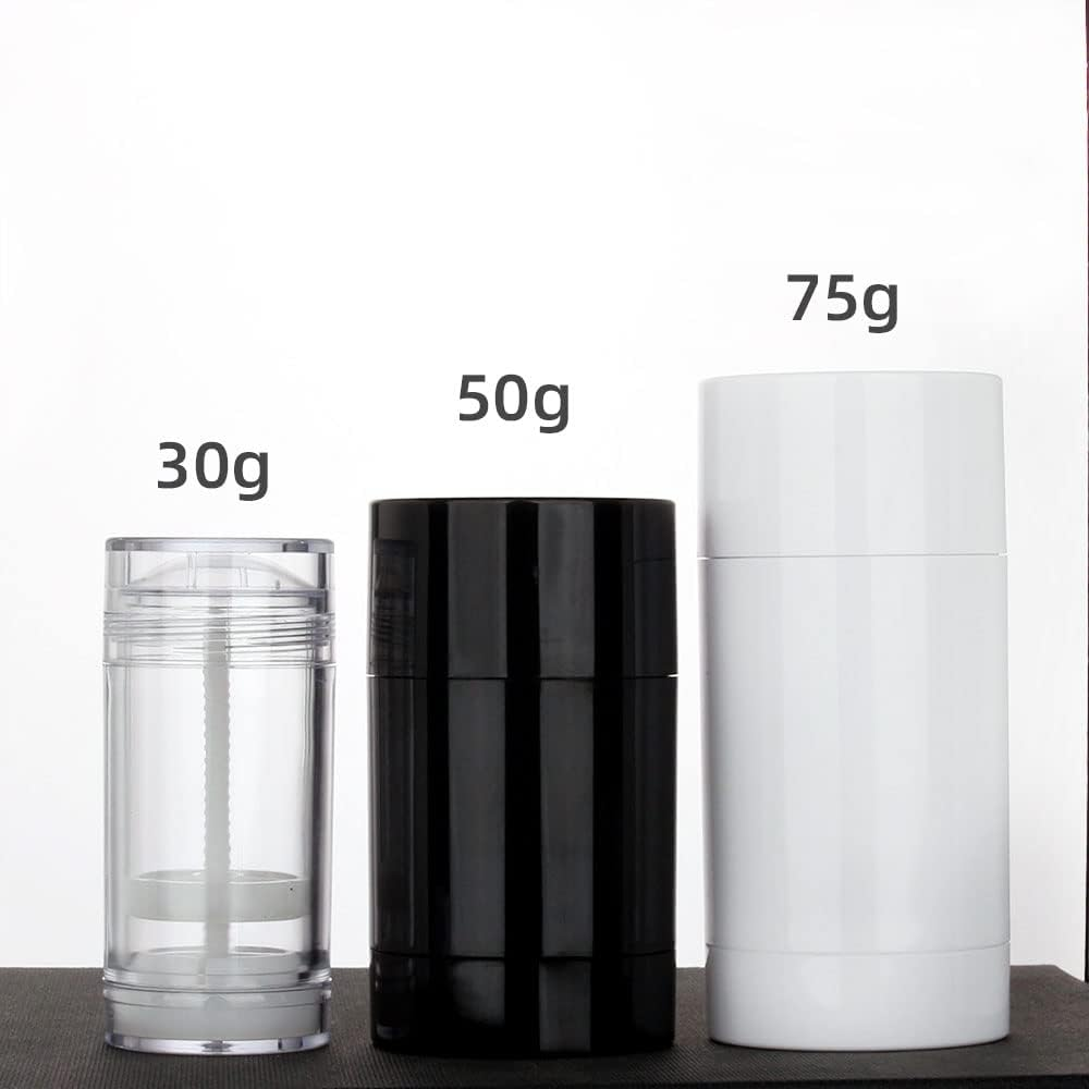 COSIDEA 4Pcs Black round Empty 30G / 1OZ Deodorant Containers Bottom Filling Large Twist up Tubes for Hair Wax Chapstick Tube image number 3