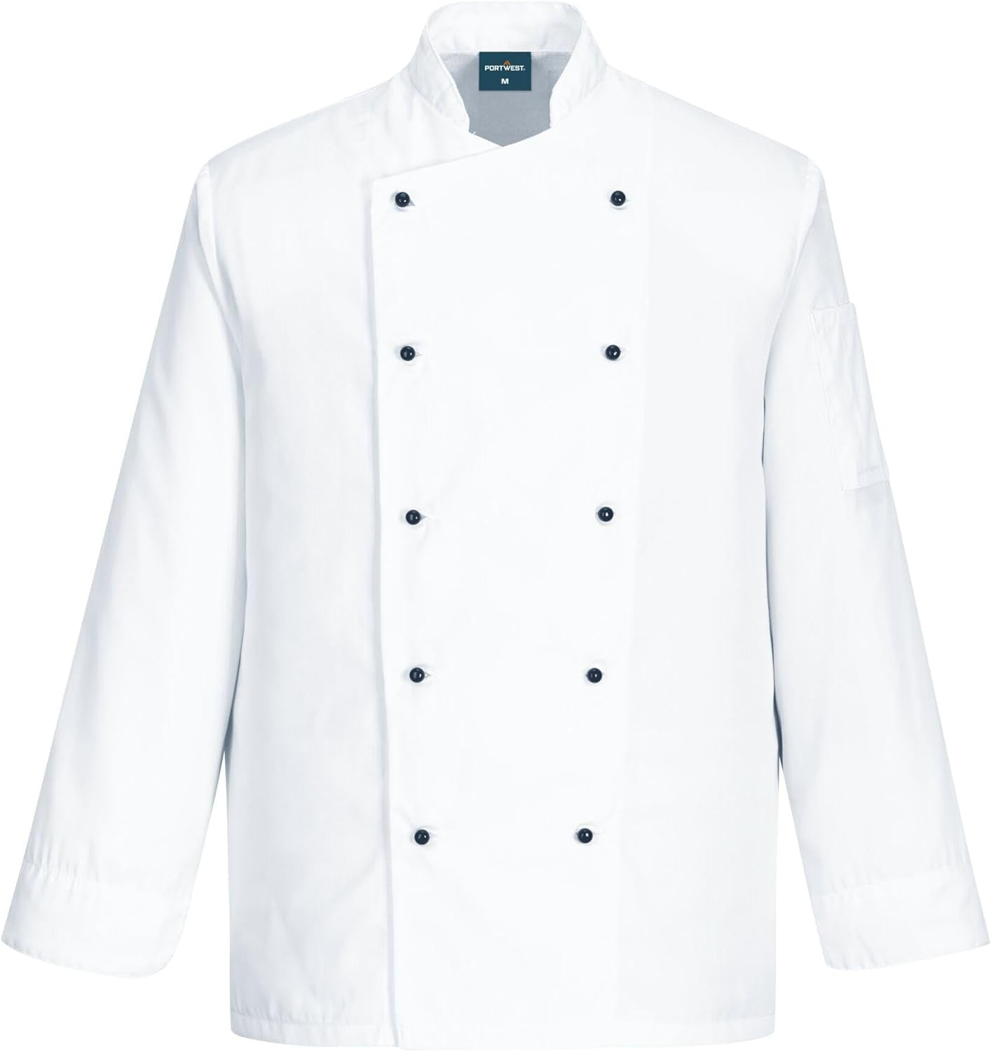 Portwest C834 Unisex Somerset Durable Proffesional Chef Jacket Long Sleeve White, Large