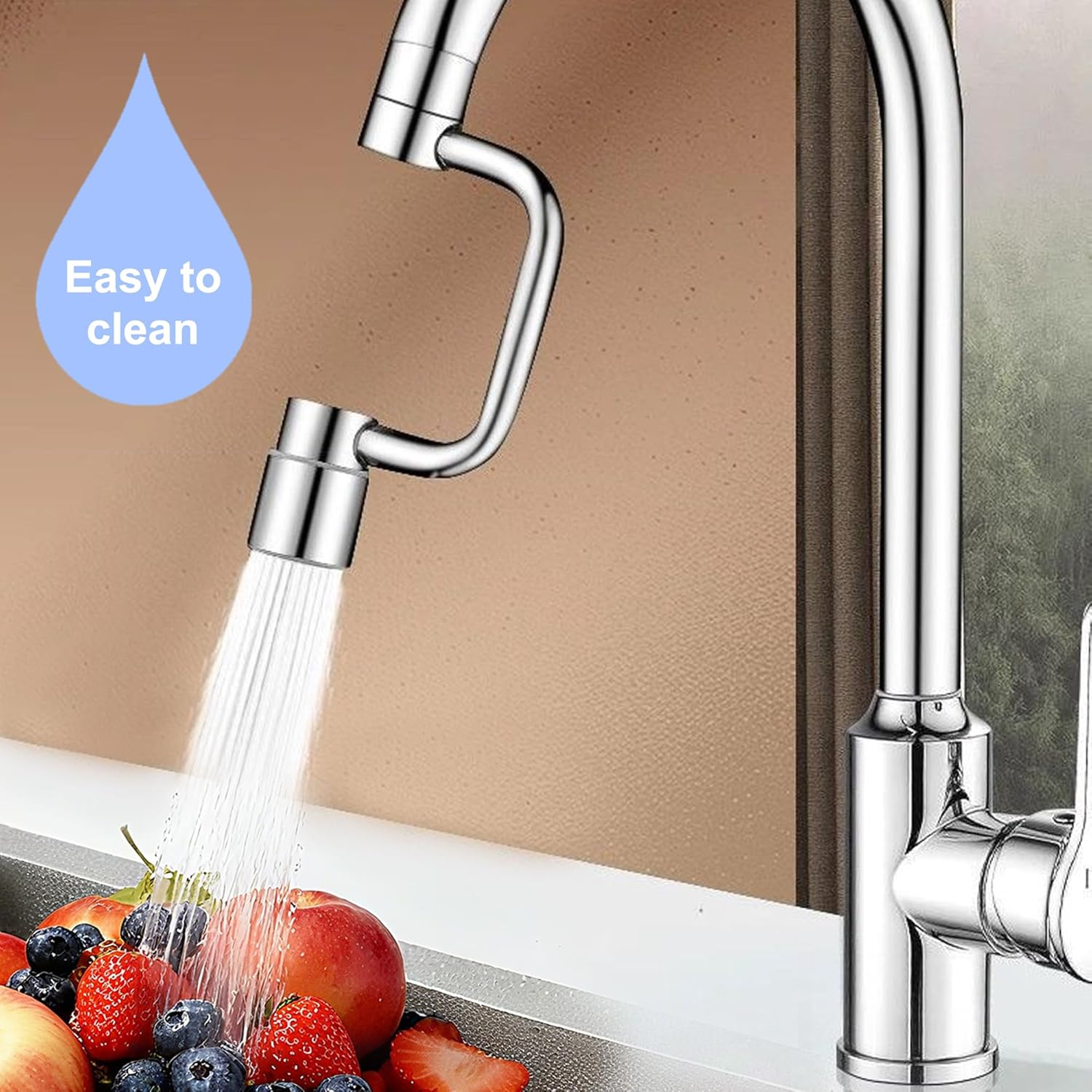 FLYTIN 1080&deg; Rotating Faucet Extender, Adjustable Multifunctional Universal Robotic Arm, Rotatable Tap Extender Spray Attachment, Durable Splash Proof, for Kitchen or Bathroom Sink