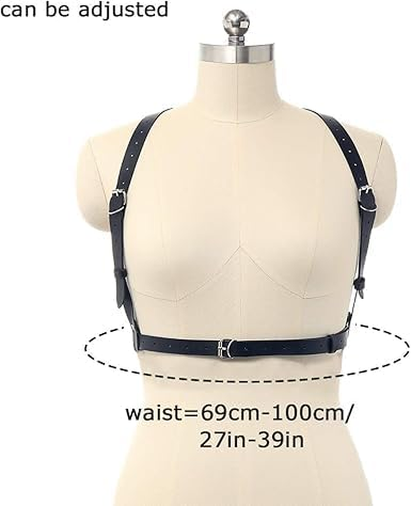 Punk Leather Black Harness Belts Women Fashion Body Harness for Women (Black, 1 Pack) image number 1