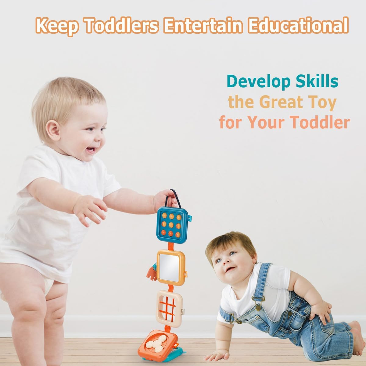 Baby Montessori Busy Activity Cube Board Toys for 1 Year Toddler, 8 in 1 Early Educational Learning Travel Cube for Plane ＆ Car, Sensory Toy for Boys Girls image number 3