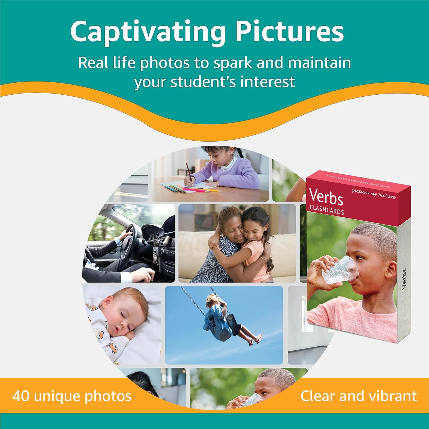 Verb Flash Cards Volume 1 | 40 Action Language Builder Picture Cards for Kids and Adults | ESL Teaching Materials for Adults | Picture Cards for Speech Therapy and Home Schooling | Vocabulary Builder image number 4
