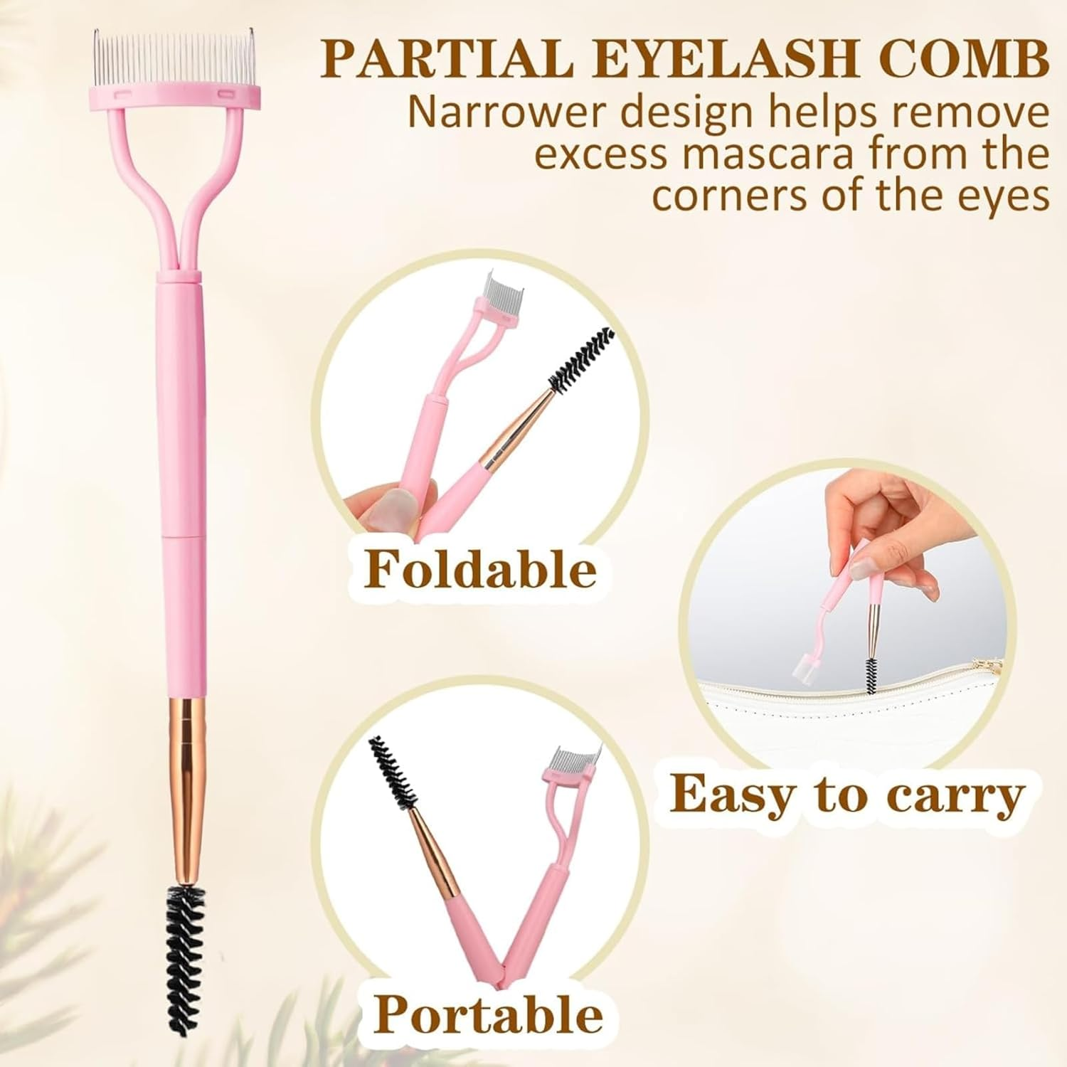 ITADAKU 3-Pack Foldable Eyebrow and Eyelash Shaper - Double Head Lash Separator, Mascara Comb, and Spoolie Brush for Perfect Lashes and Brows