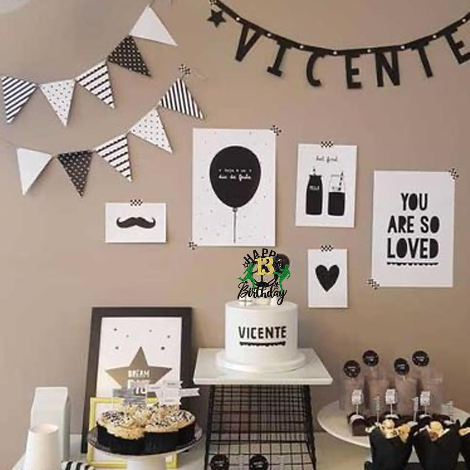 1 Pack Soccer Happy 13Th Birthday Cake Topper Sport Soccer Ball Cake Picks for Football Theme Teenagers 13Th Birthday Party Cake Decorations Supplies - 13Th image number 4