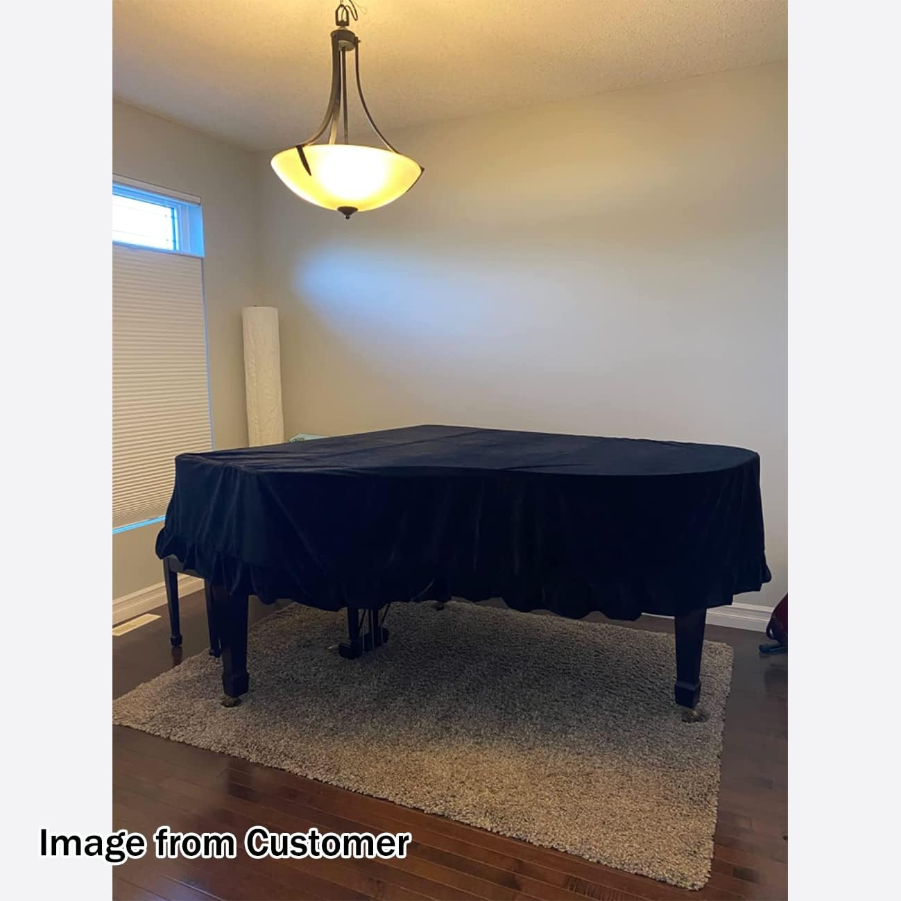 J&C Grand Piano Cover 220G Thicker Pleuche Cloth Solf Velvet Cover 5Ft 5.5Ft 5&rsquo;8Ft 6Ft 6.8Ft 7.5Ft 8 Ft Dust-Proof Anti-Static Universal Covers Black (190-200Cm) image number 6