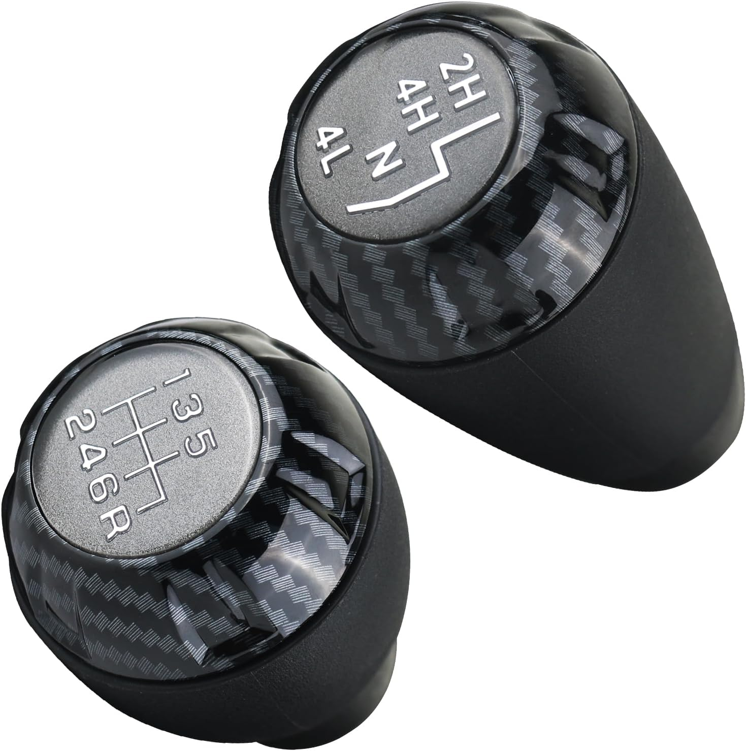 Apperfit Shift Shifter Knob Set (Red Carbon Fiber) for Manual Transmission & 4X4 Transfer Case Compatible with Jeep Wrangler JK 2007 2008 2009 2010 Replaces: 52060485AG