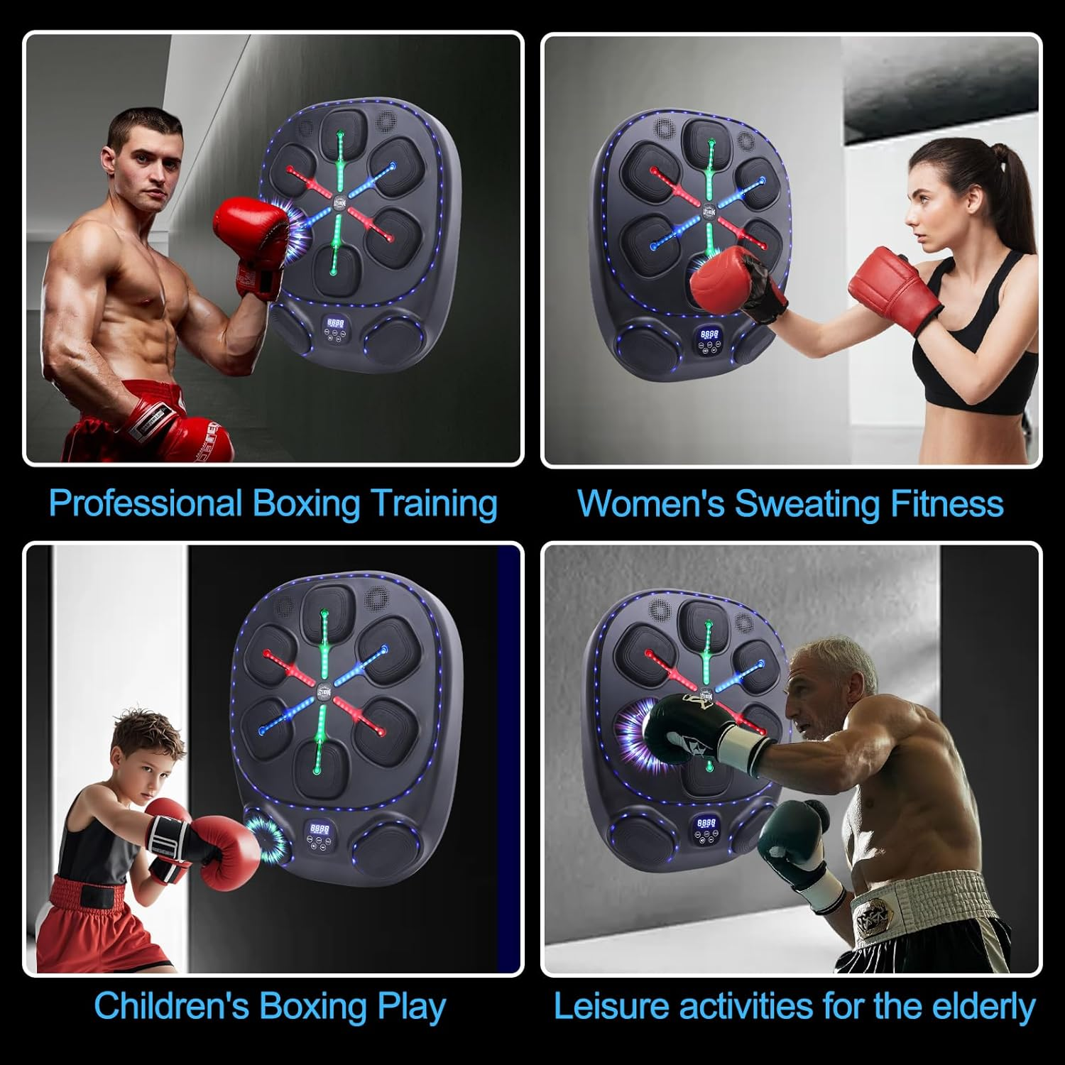 ZEMBSOYA Smart Music Boxing Machine Wall Target Training Adjustable Bluetooth Wall Mounted Punching Machine for Children Adults image number 4