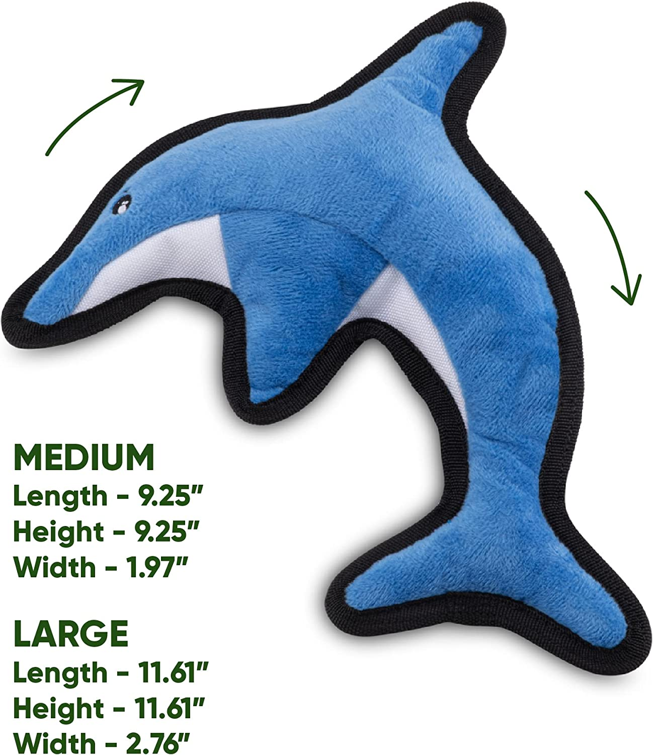Beco Post Consumer Recycled Plastic Rough and Tough Dolphin Dog and Cat Toy Blue Medium image number 6