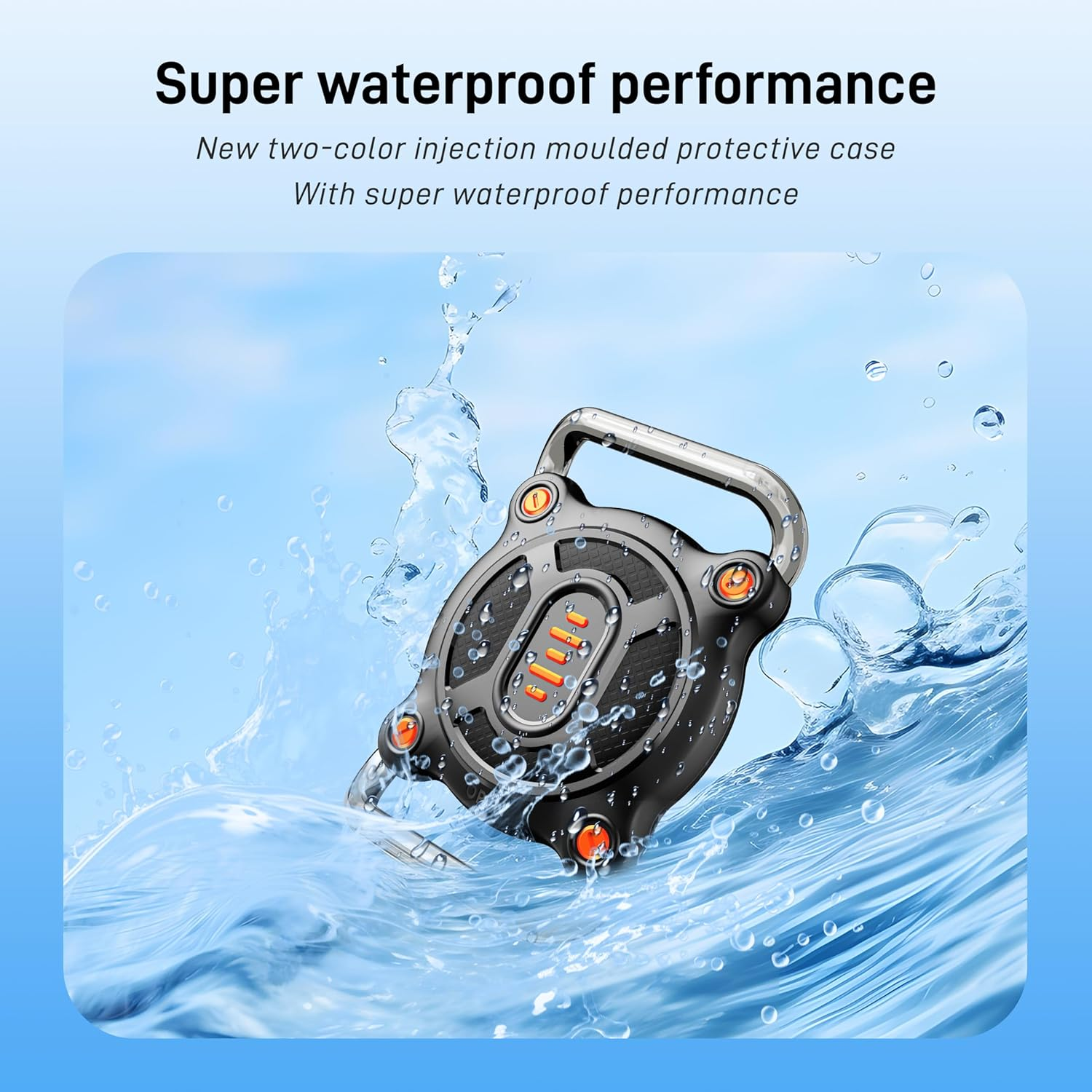 IP68 Waterproof for Airtag Holder for Dog Collar, with Airtag Dog Collar Holder with Removable Metal Clip, Sturdy TPU Air Tag Holder with Dog Pattern, Fits 1.2" Width Medium Large Collars (Black) image number 5