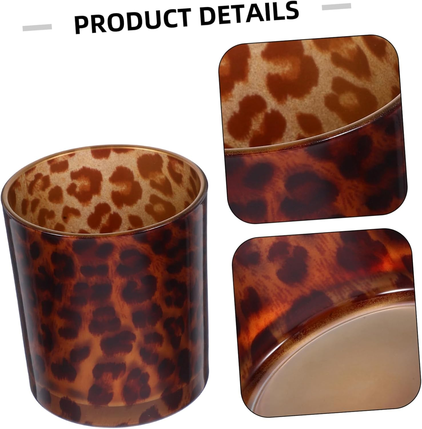 CORHAD Leopard Print Glass Candle Holder Stylish Decorative Cup for Home for Valentine Day Celebrations for Living Room and Kitchen Use image number 1