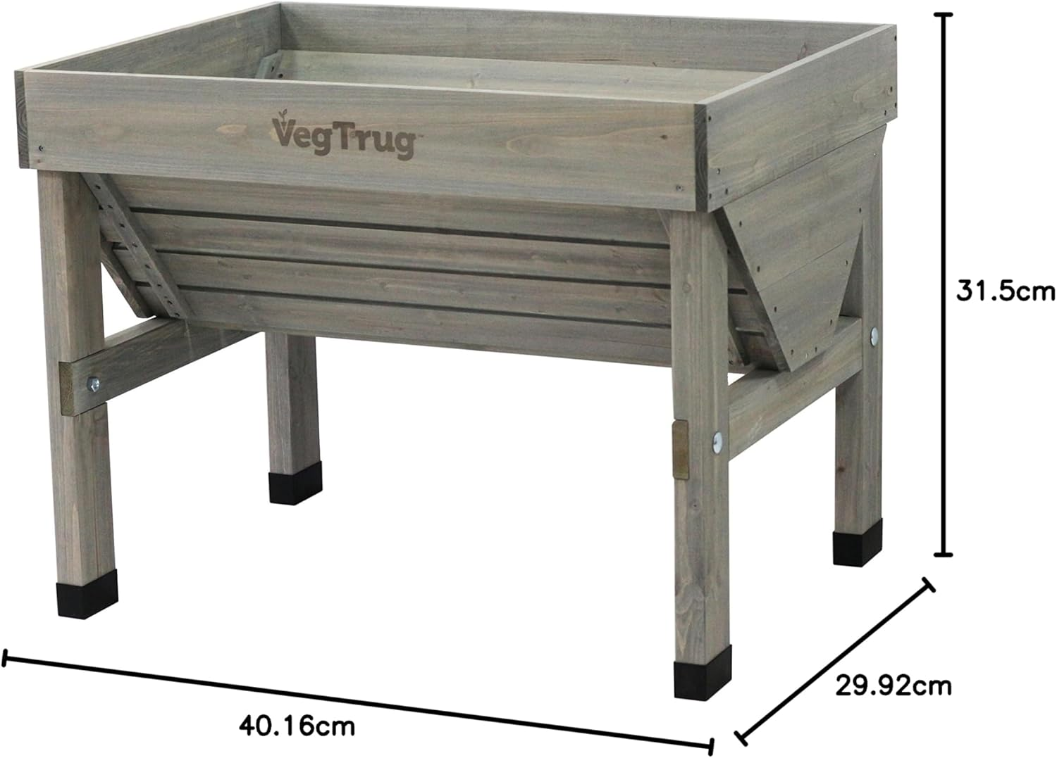 Vegtrug Classic Wooden Raised Planter, Grey Wash, Small, 1 Metre image number 3