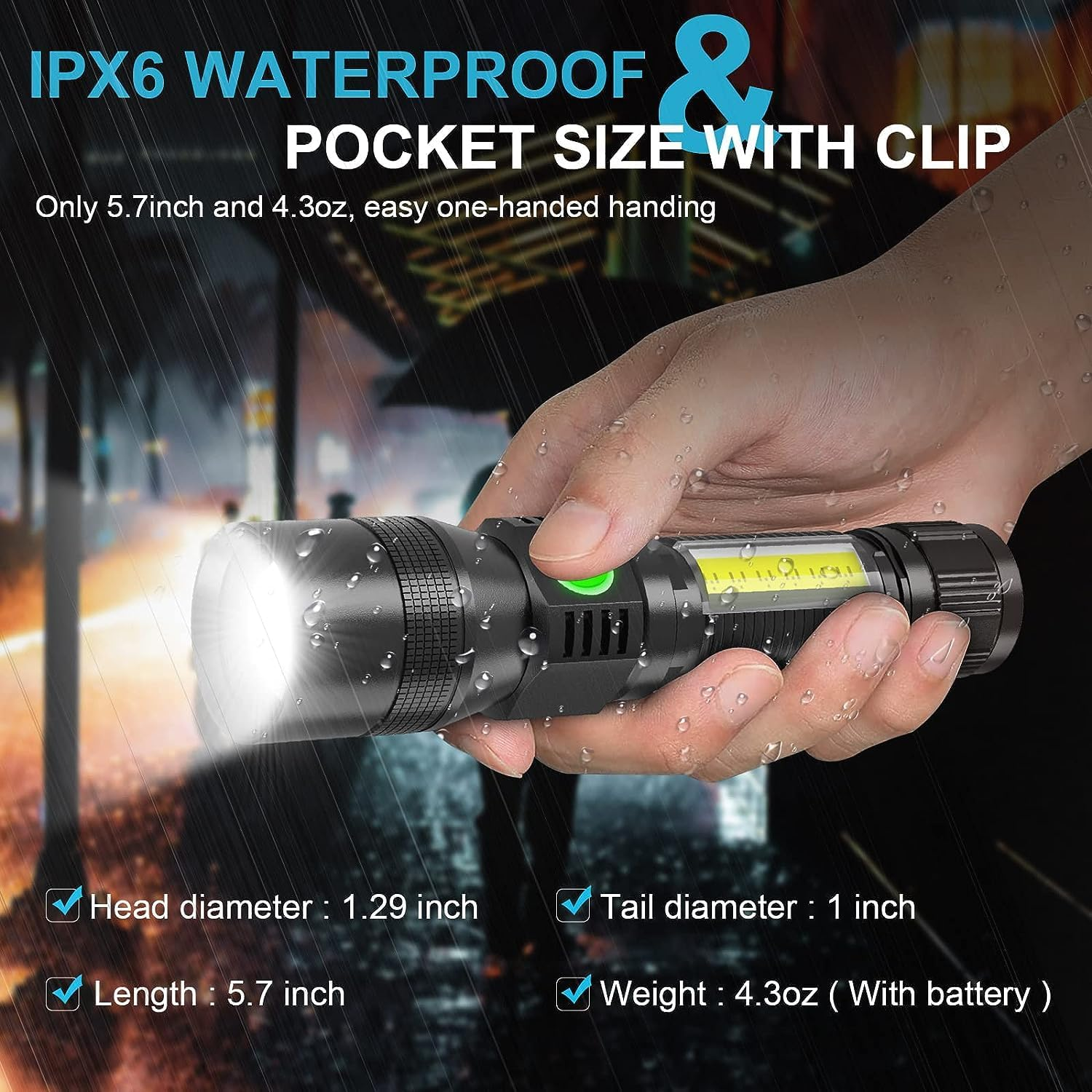 Rechargeable Flashlights, 3 in 1 Super Bright Black Light Flashlights 1200 Lumens, 7 Modes, Zoomable, IPX6 Waterproof Flash Light Recharchable for Camping, Emergency, Pet Clothing Detection