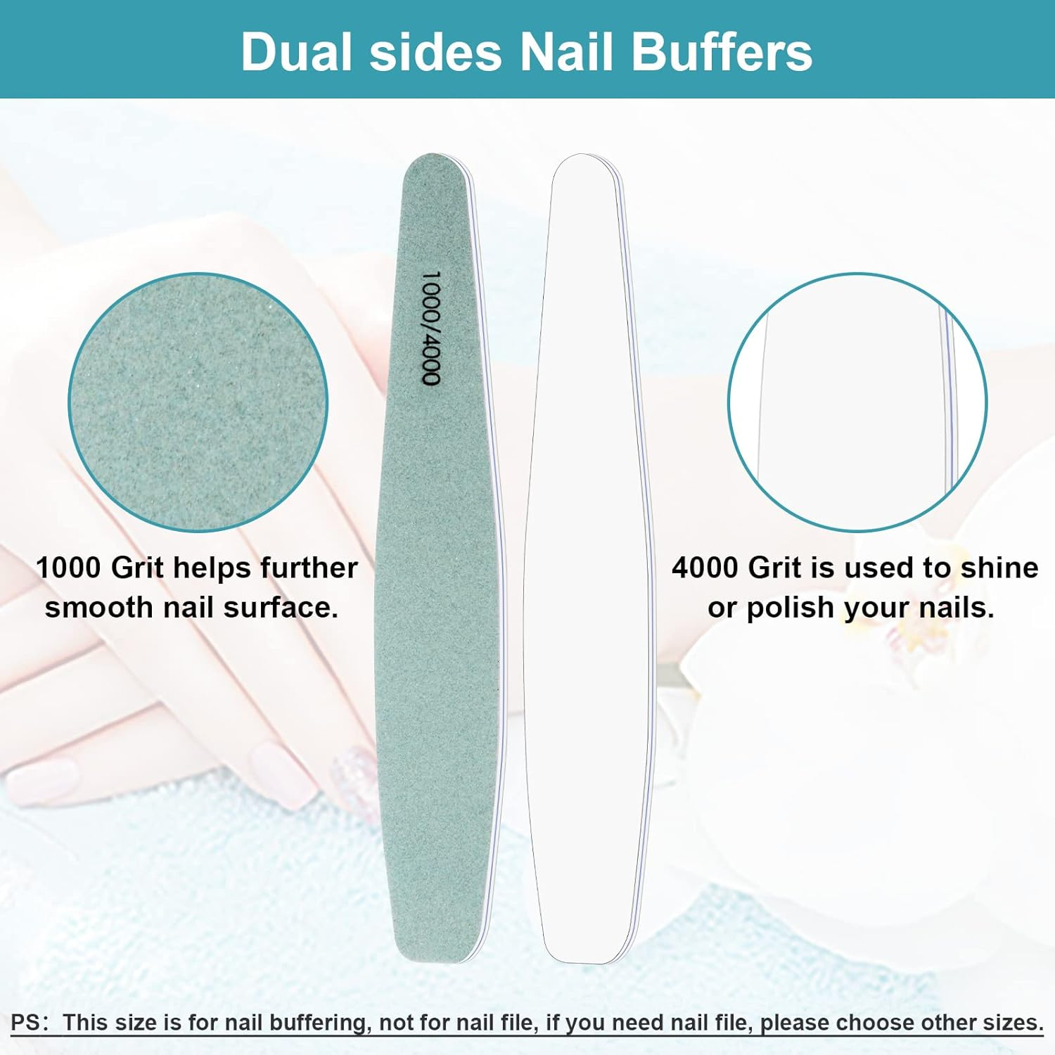 Diesisa 15Pcs 1000/4000 Grit Nail Files for Natural Nails, Emery Boards for Natural Files, Double-Sided Nail Buffering Manicure Pedicure Nail Supplies Tools for Toenail Fingernail for Home & Salon image number 2