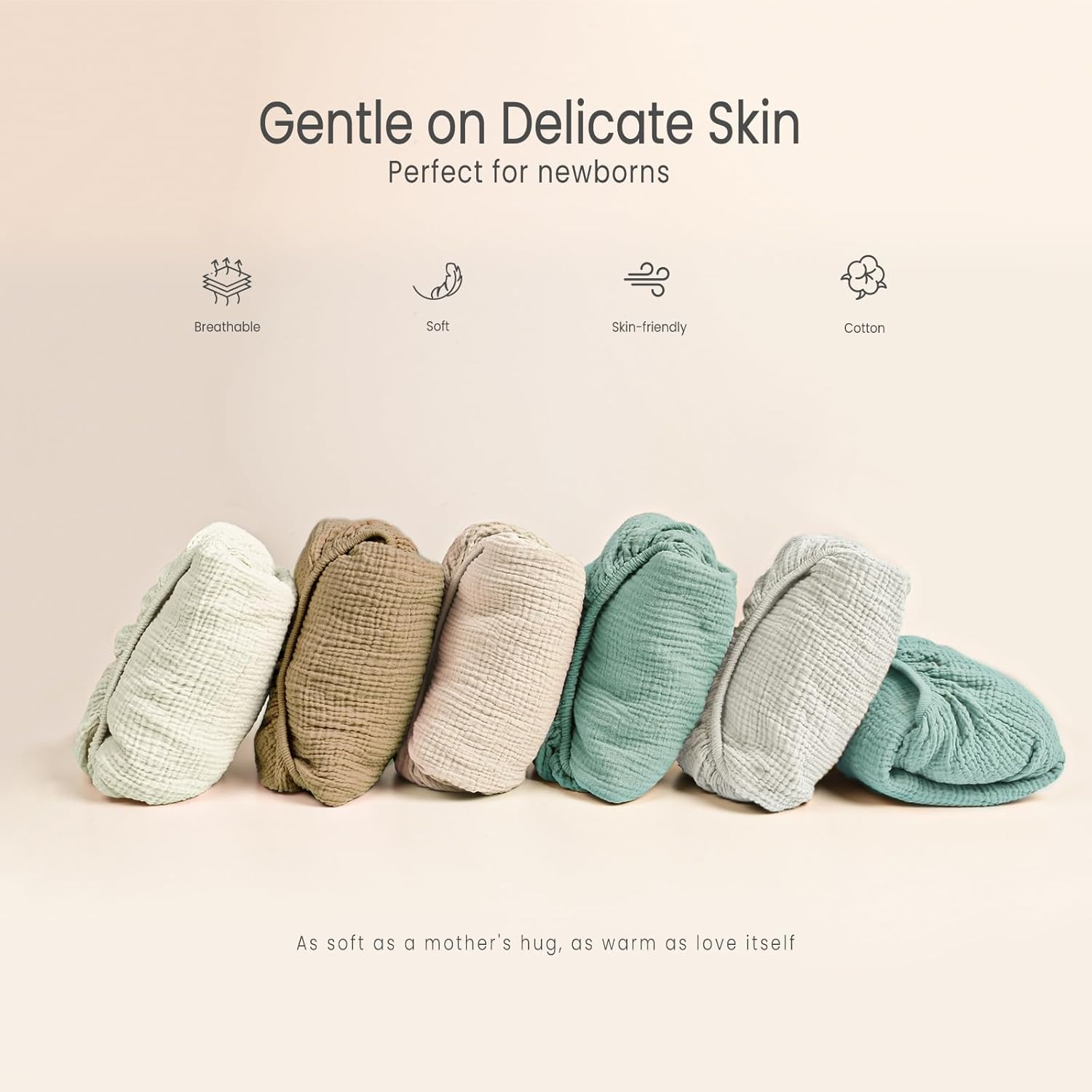 Lulu Moon Muslin Crib Sheets - Fitted Crib Mattress Sheets for Boys and Girl - 28"X 52", 2 Pack image number 4