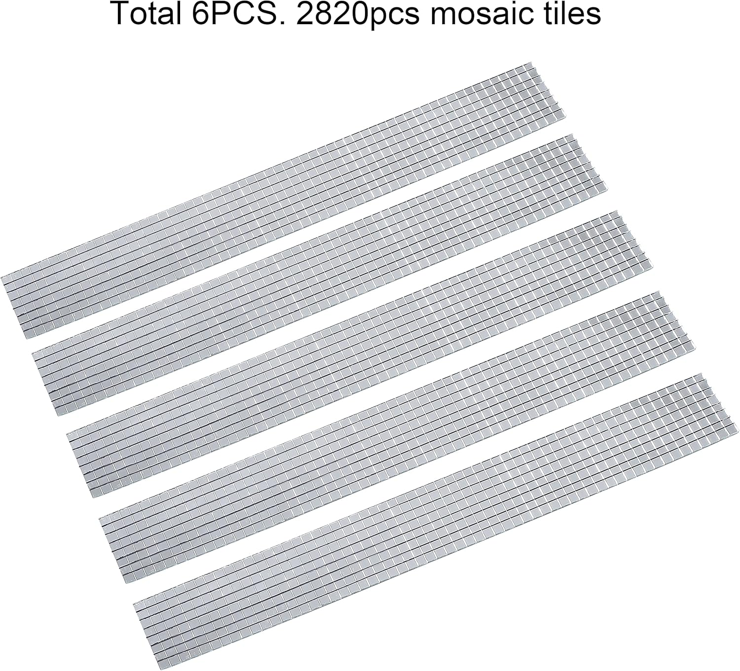 6608 Pieces Self Adhesive Mosaic Tiles Square Glass, Decorative Craft DIY Accessory Mosaic Mirrors Tiles, Mirrors Mosaic Stickers (Silver 6608)