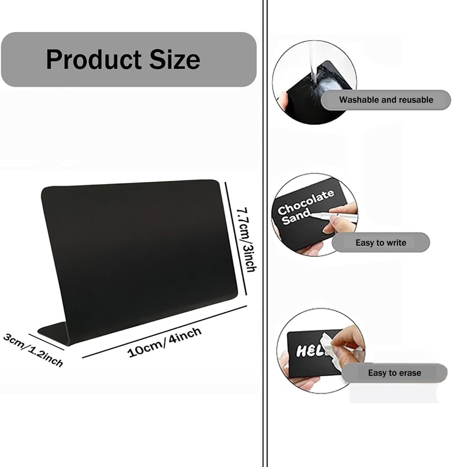 Yqkangzhu 20Pcs Mini Chalkboard Signs for Food, L-Shaped Chalkboard Signs, Reusable Tabletop Chalkboard Labels, Message Board Signs, Buffet Chalkboard Tags for Wedding, Birthday, Party, Bakery, Retail image number 6