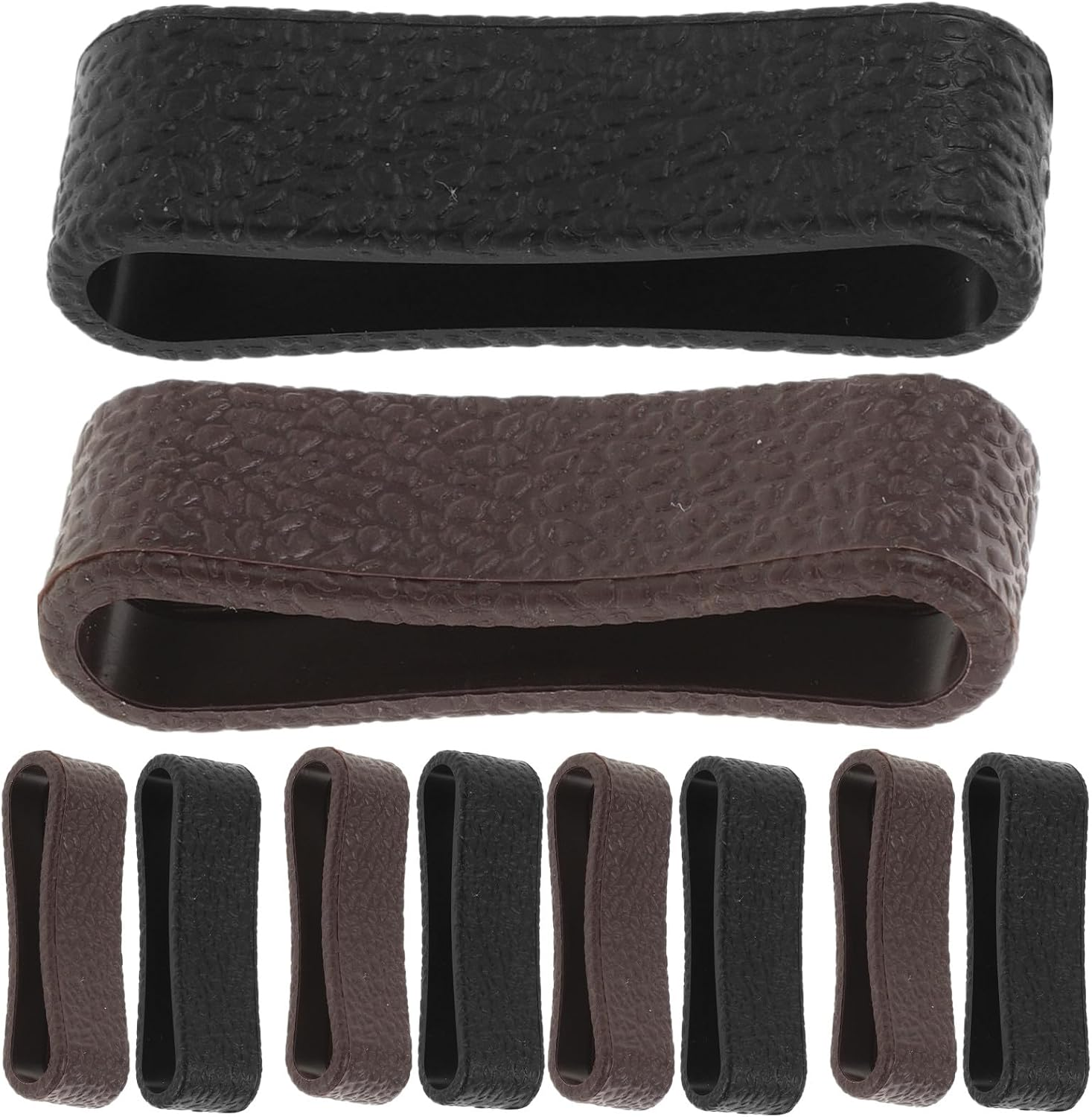 GALPADA 20Pcs Fake Leather Belt Loop Keeper Rings, Wide Strap Retainer Bands for Men and Women, Belt Strap Holder Accessories Set in Black and Dark Brown for Waistband Securing image number 4