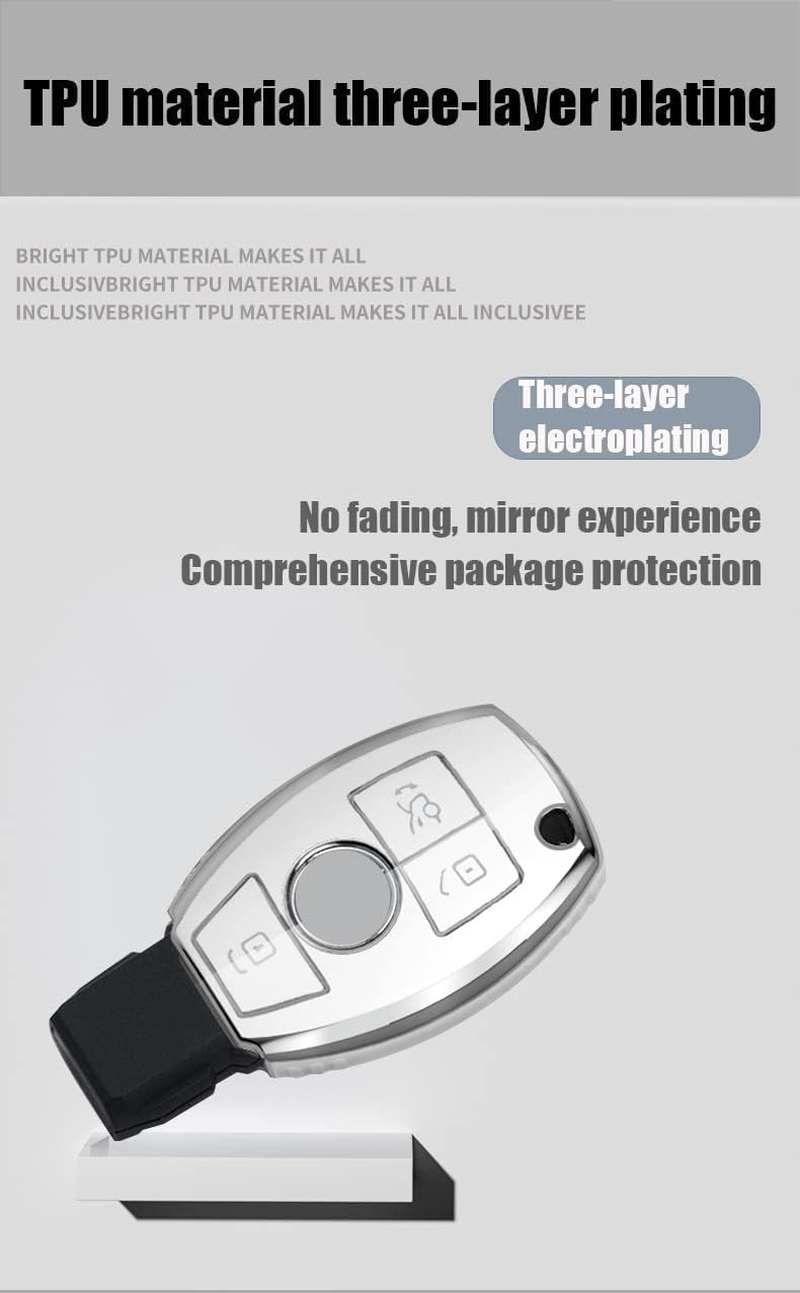 Key Case Cover Fit for Mercedes Benz G Class TPU Keychain Key Fob Key Shell Accessories Protector 3 Button Black image number 3