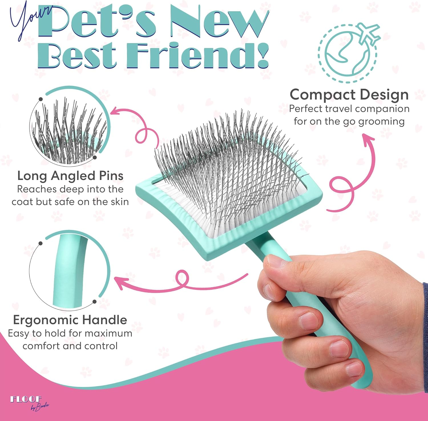 Floof by Brodie Dog Brush - Slicker for Shedding and Grooming - Best for Long Haired Dogs and Pets image number 5