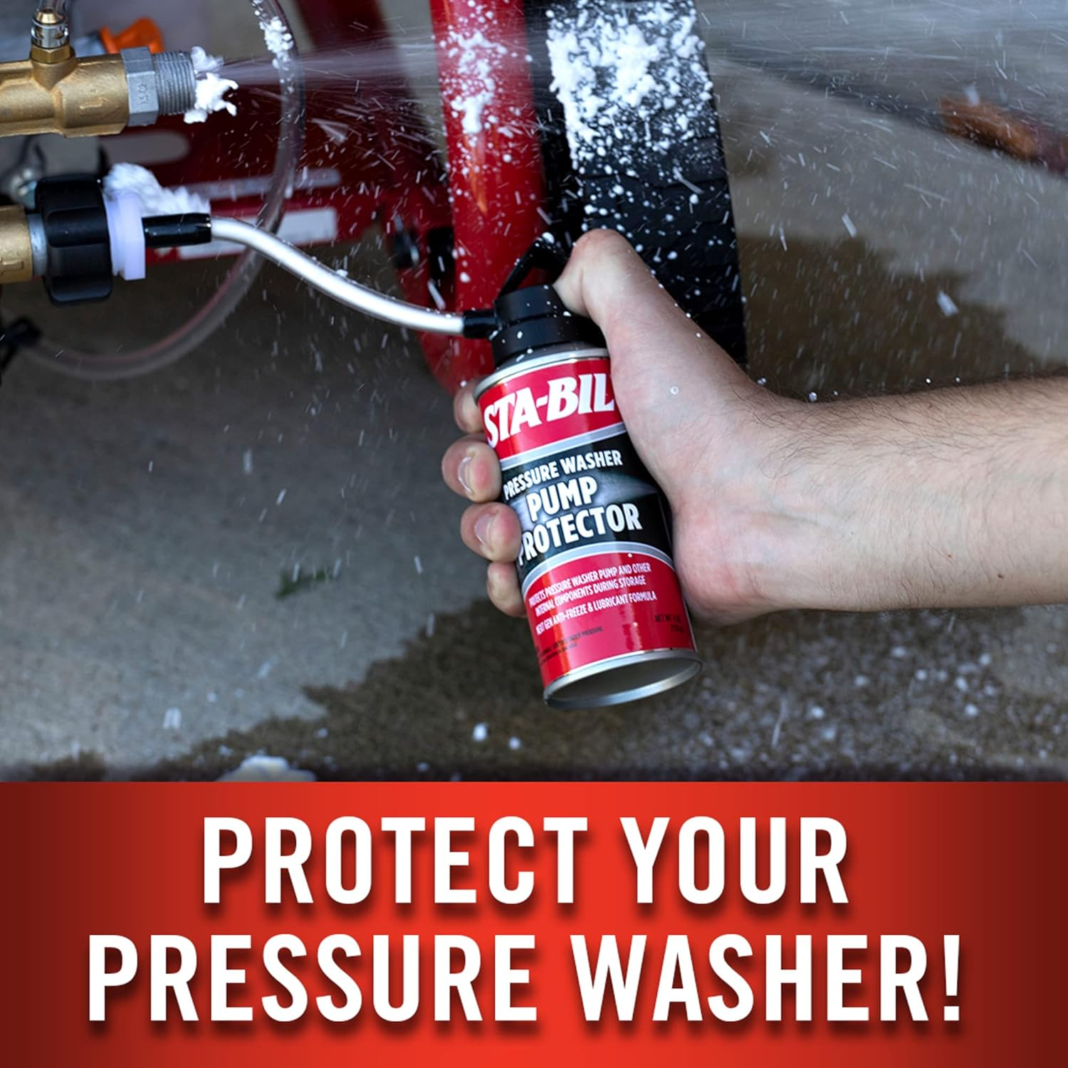 STA-BIL Pump Protector - Protects Pressure Washer Pumps and Other Internal Components during Storage, Next Gen Anti-Freeze and Lubricant Formula, 4Oz (22007), Red image number 5