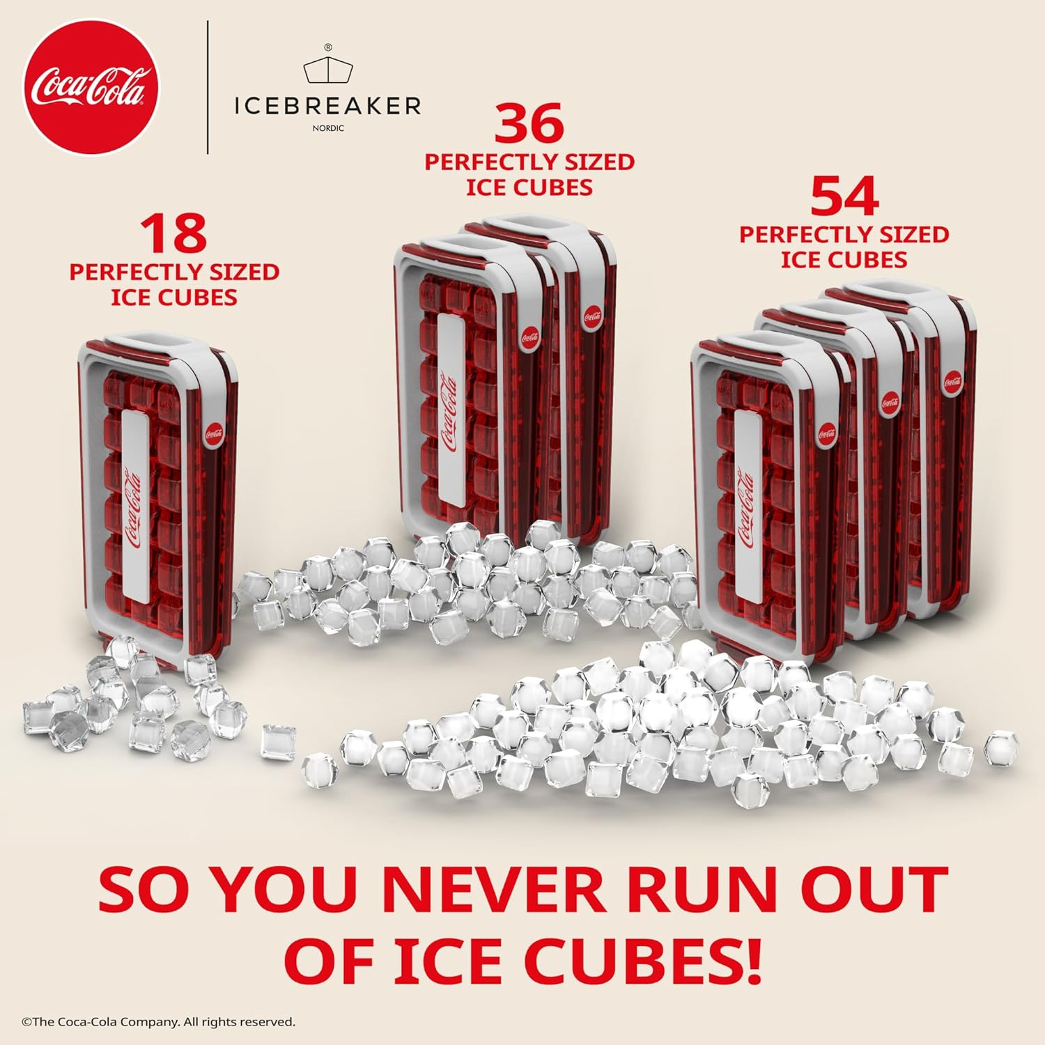 Icebreaker Nordic POP Ice Cube Tray with Lid and Coca-Cola&reg; Design - NO Spill Ice Cube Trays for Freezer - NO Touch Trays for Freezer with Lid - Make and Serve 18 Ice Cube without Touching the Ice - Pale Lemon image number 2