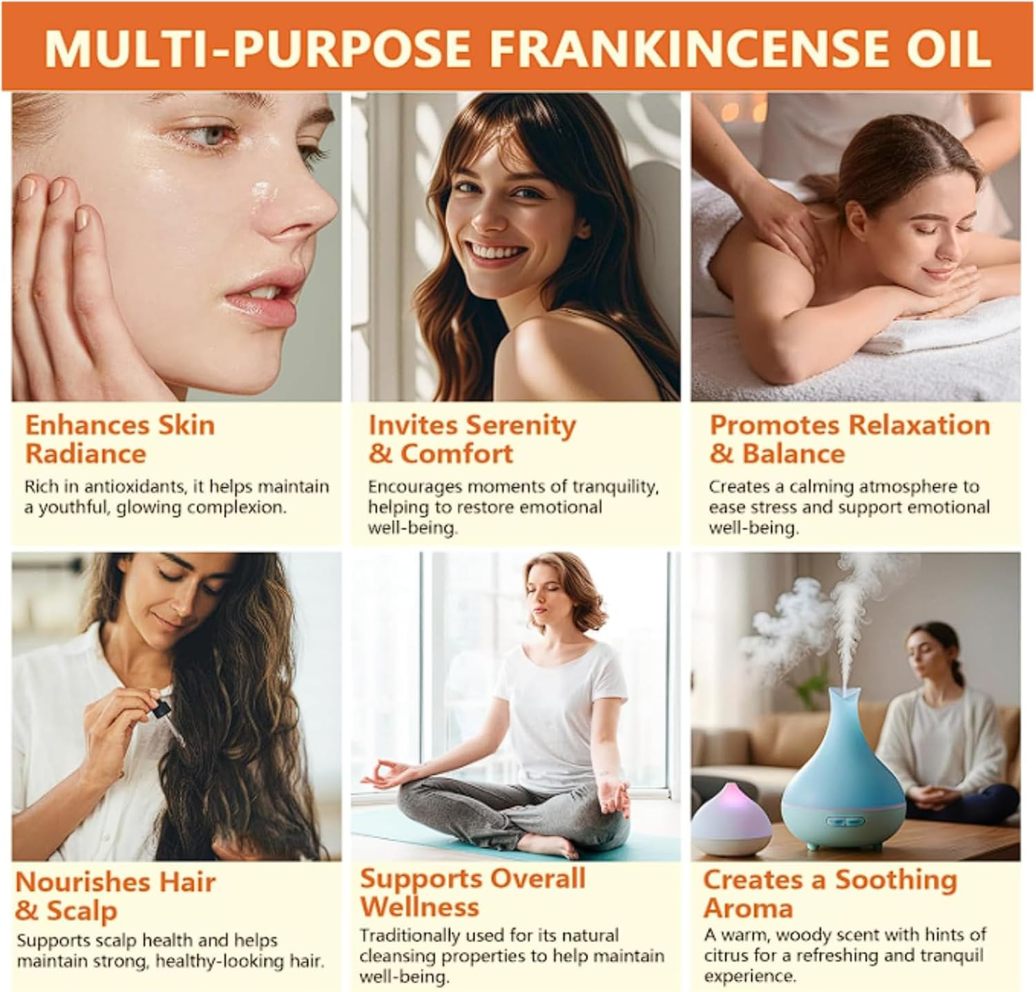 Frankincense Essential Oil from Resin Extract, Face & Body Moisturizer for Hydrating & Nourishing, anti Aging Wrinkle Care, Hair Care, Essential Oils Aromatherapy & Massage (1Pcs) - 1Pcs image number 6