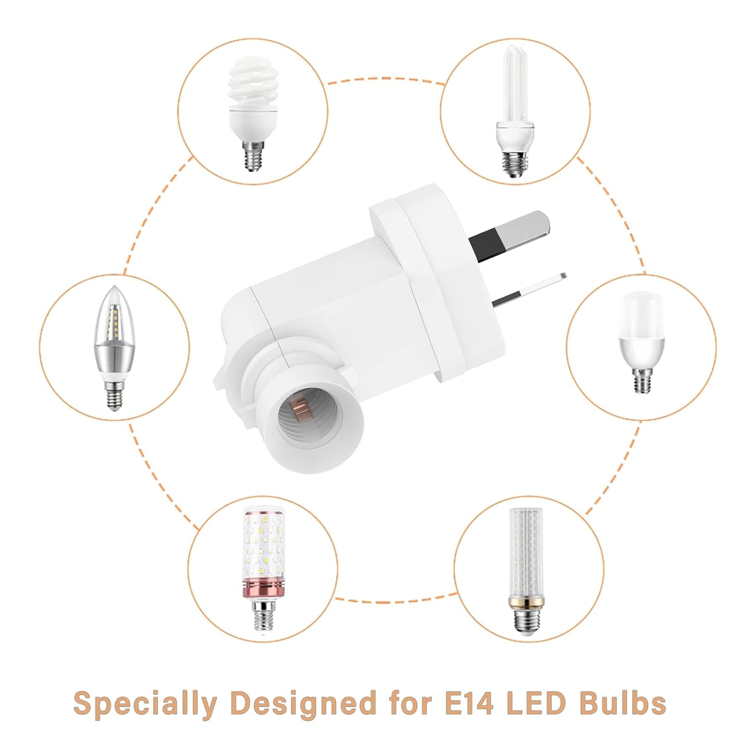 E14 Plug-In Light Socket Adapter with Switch, MATCHEASY 2-Pin Outlet to E14 Bulb Holder Converter for LED & Incandescent Lights 240V Australian Standard (Bulb NOT Included) image number 3