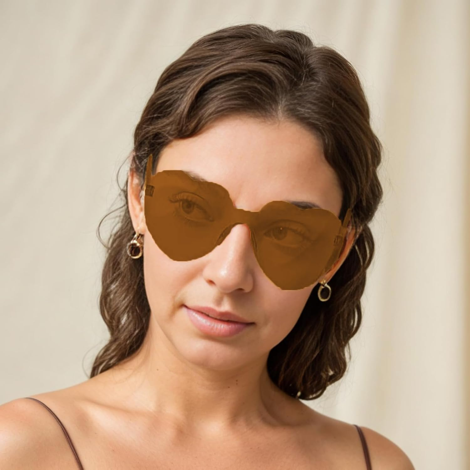 Jotia Heart Sunglasses, Heart Shaped Sunglasses for Women Rimless Transparent Candy Color Heart Glasses Funny Party Glasses Colorful Glasses image number 3