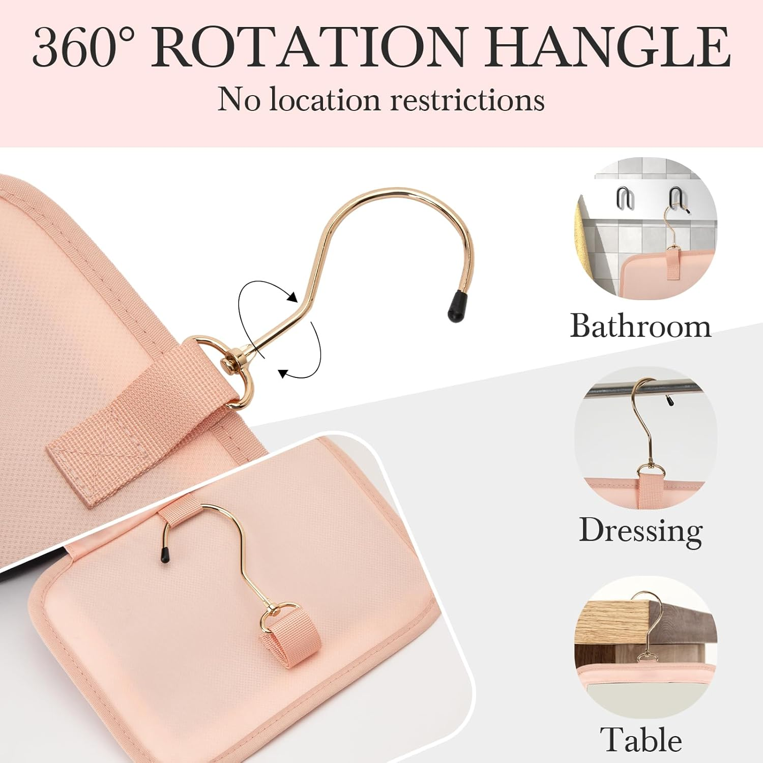 Elite Dance Gear Travel Toiletry Bag with Mirror - Cosmetic Bag with Hanging Hook for Women & Men - Container for Travel Accessories, Essentials, Toiletries, Jewelry, Black, Toiletry Bag with Rack image number 4