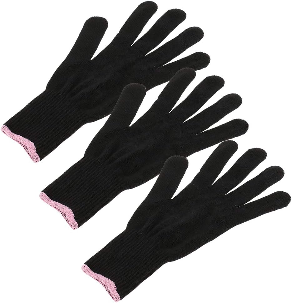 3Pcs Heat Resistant Gloves Curling/Straightening Hair Anti-Scalding Hand Cotton Gloves for Curler, Flat Iron and Curling image number 1