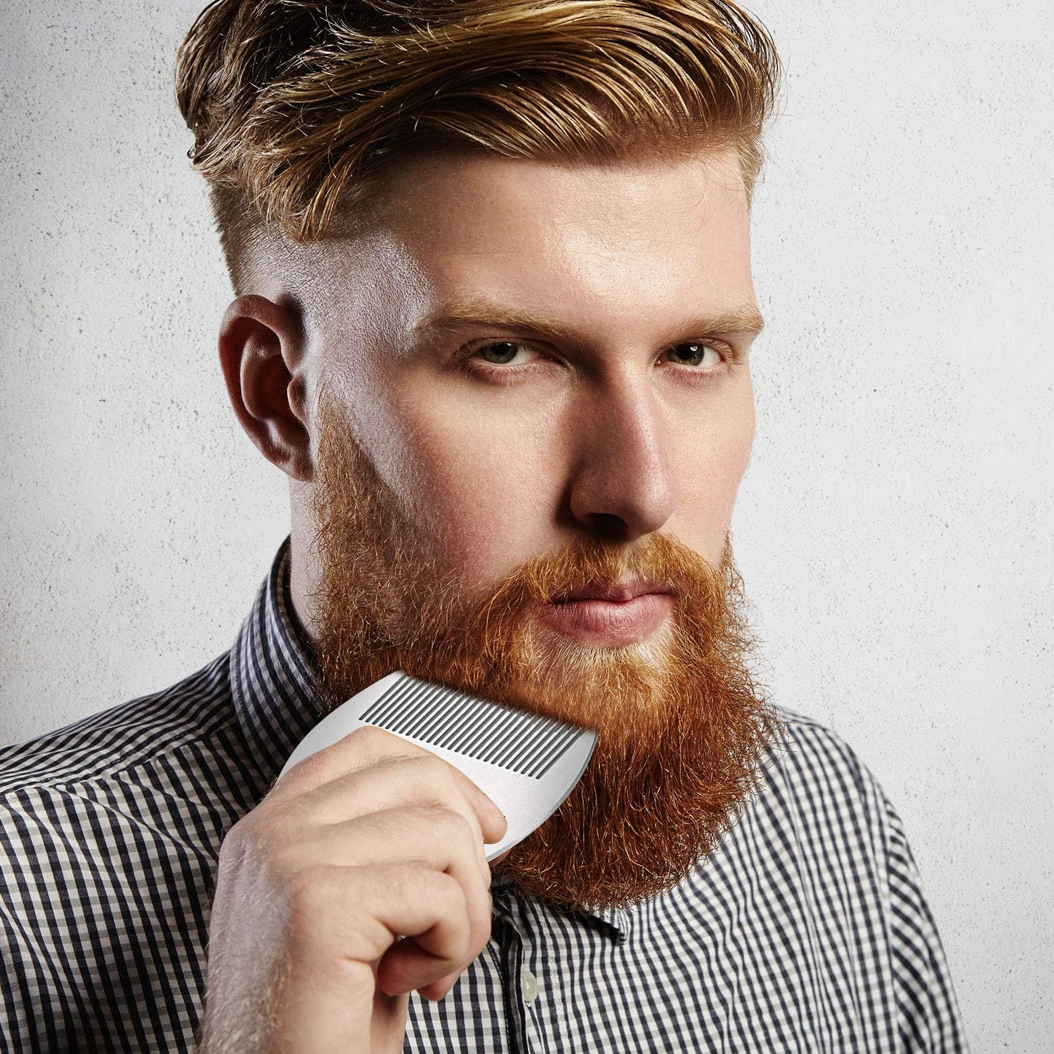 Boao 2-Piece Metal Hair Combs for Women & Men, Beard & Mustache Comb, Lice Comb, Wallet-Sized, Silver, Stainless Steel