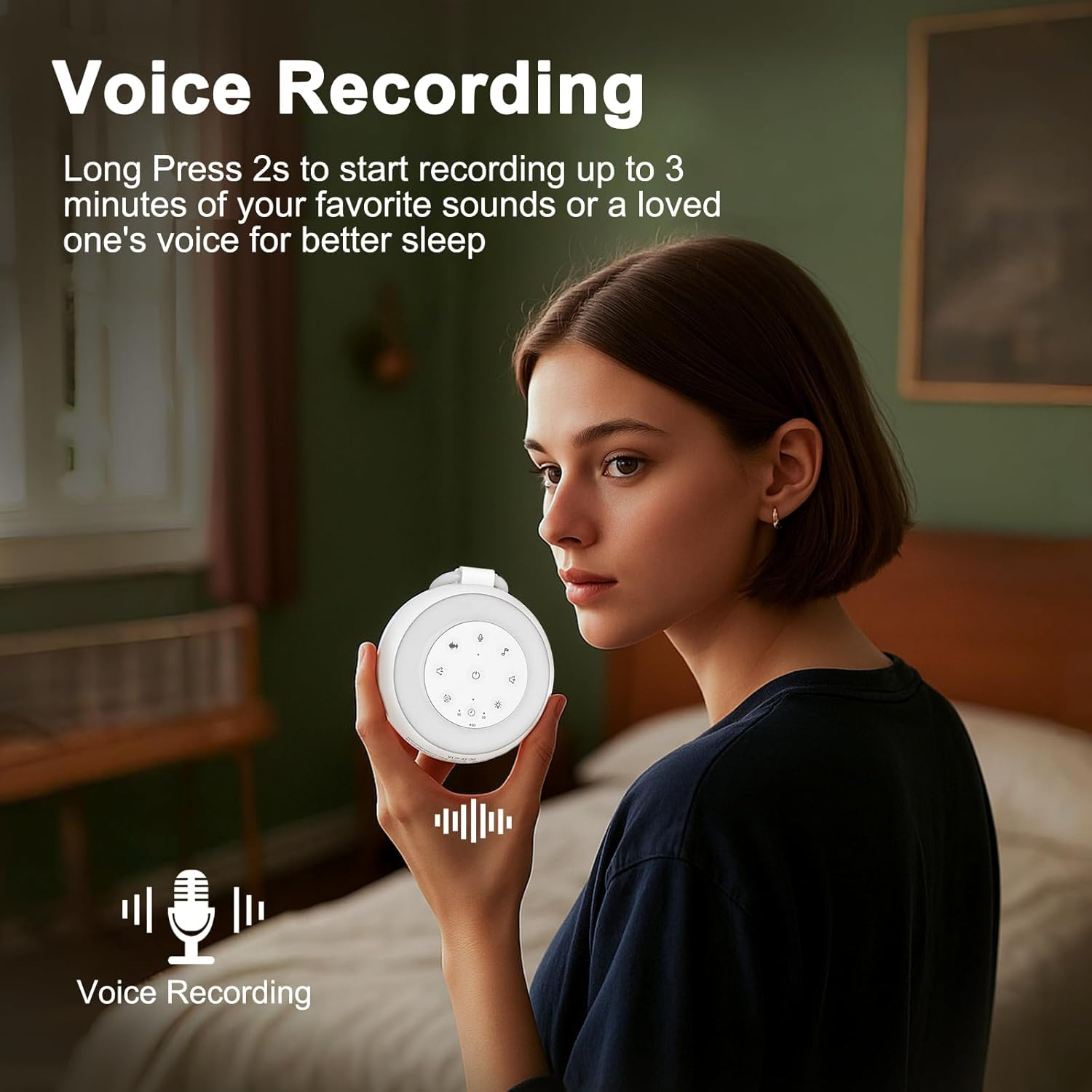 Musotica White Noise Sound Machine for Baby & Adult Sleeping, 24 Soothing Sounds, 7 Color Night Light, 3 Timer Options, Wireless Speaker, Portable Size, Noise Canceling image number 6