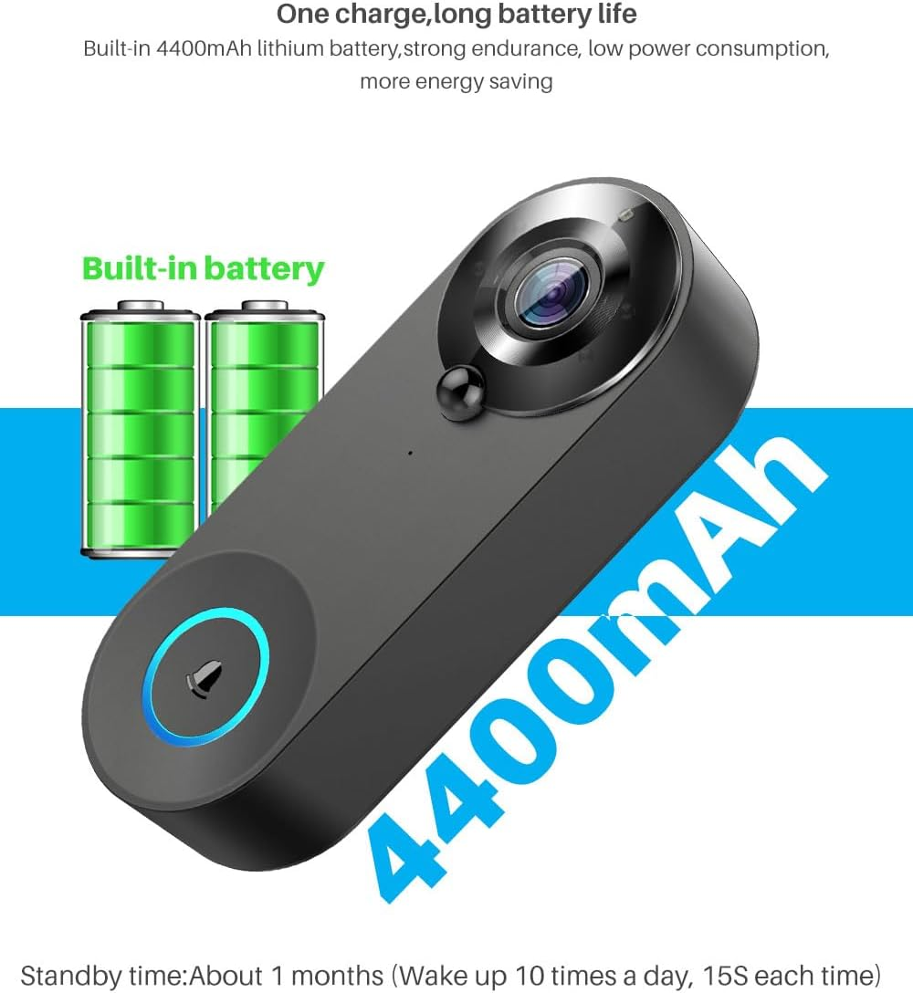 Uantii Smart Video Doorbell Camera 1080P Tuya Wifi Video Intercom Door Bell Camera Two-Way Audio,Works with Smart Life App image number 3