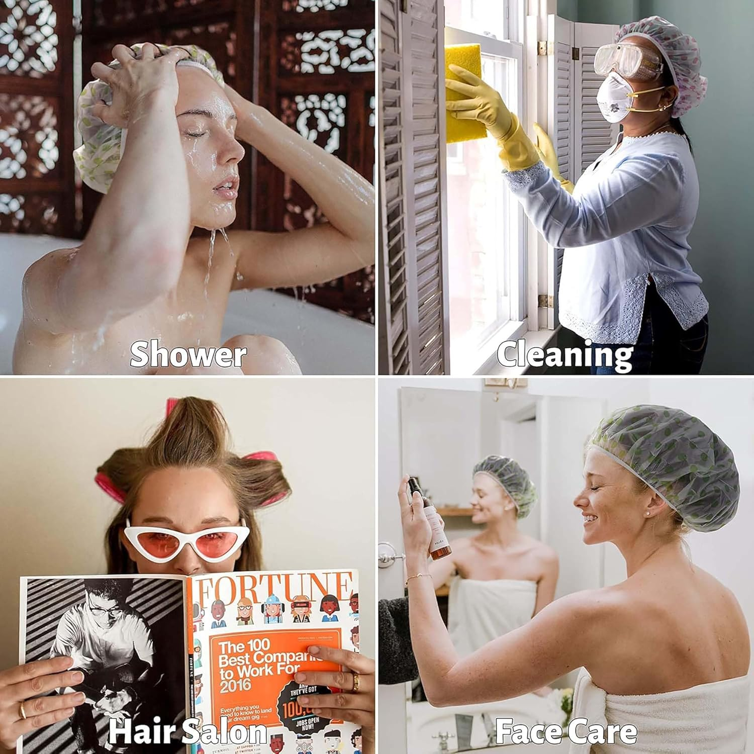 12Pcs Multi Purpose Reusable Flexi Plastic Waterproof Shower Cap Long Hair for Bath Face Care Kitchen Cleaning image number 3