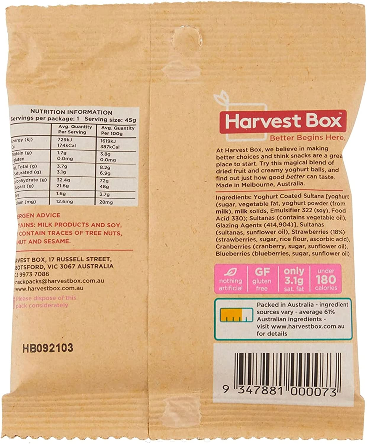 Harvest Box Strawberry Milkshake Snack Pack, 10X45 Grams image number 2