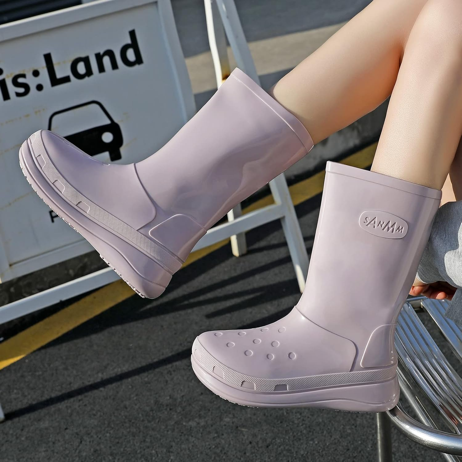 Rain Boots for Women and Men, Comfort Lightweight Cute Rubber Boots, Women'S Mid Calf Waterproof Garden Boots, Platform Rubber Chelsea Ankle Adult Soft Rain Shoes and Outdoor Work Shoes image number 4