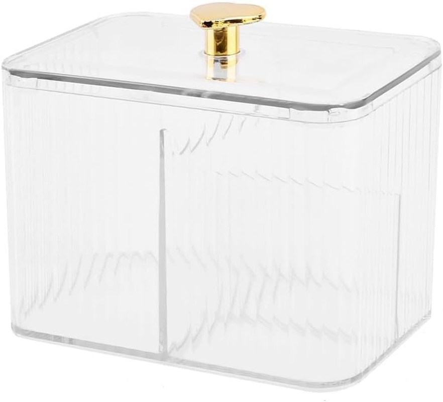 3 Grids Apothecary Jar Organizer, 1Pc 3-Section Cotton Ball Swabs Dispenser,3-Section Clear Bathroom Organizer Jar 3 Grids Cotton Swab Pad Ball Holder Container, Clear image number 4