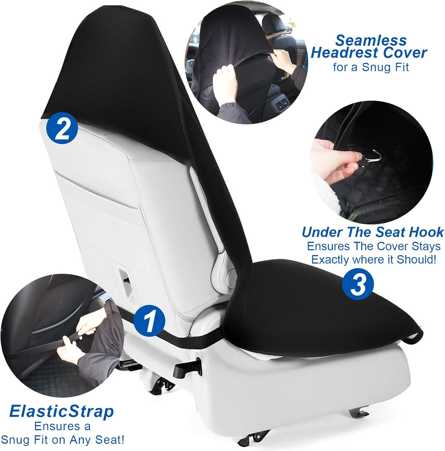 Car Seat Cover, Waterproof Sweat Towel Seat Cover, Black Universal Non-Slip Bucket Seat Protector for Car Truck SUV Seat, Auto Seat Pad for Pet & Kid, for Workout Outdoor Sport Activities (Black) image number 4