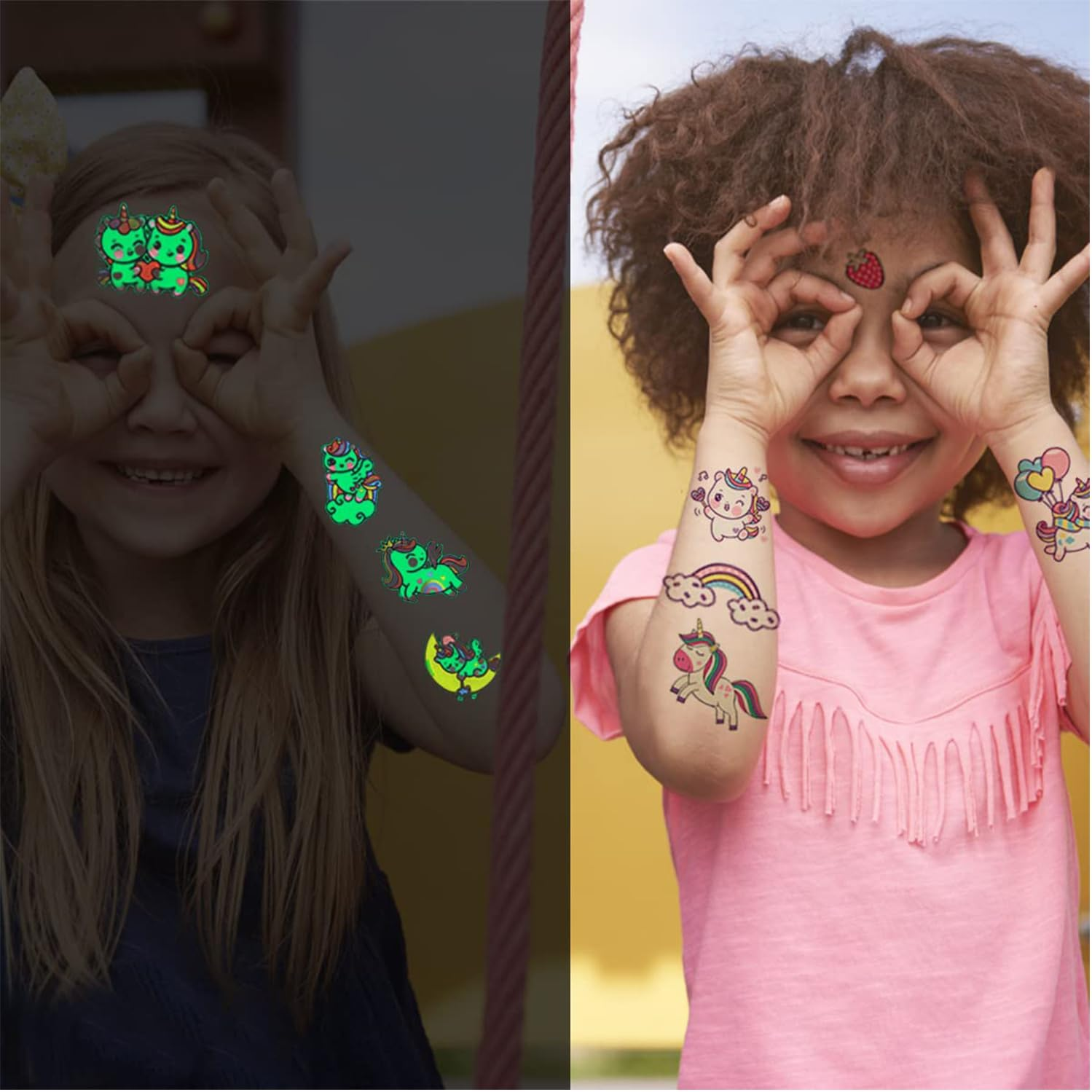 Unicorn Party Favors for Kids Unicorn Party Supplies 12 Slap Bracelets,12 Stamps,10 Sheets Luminous Temporary Tattoos,10 Unicorn Hair Clips,6 Unicorn Erasers for Birthday Party image number 1