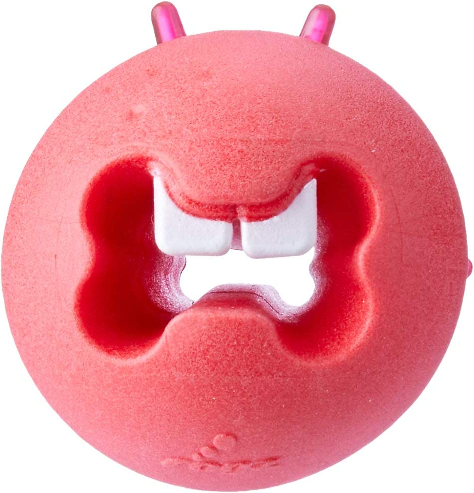 Rogz Fred Erratically Bouncing Treat Dispenser Ball Dog Toy Pink Medium - Orange image number 3