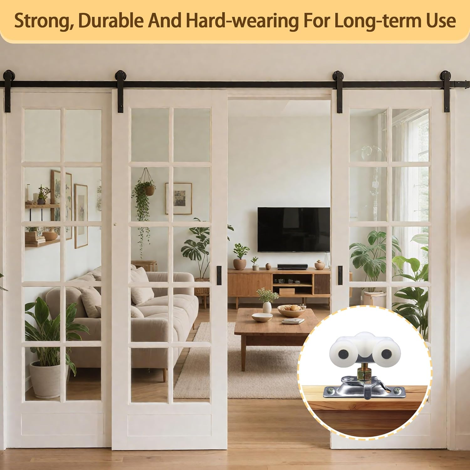 2 Pack Pocket Door Rollers Assembly, 0.7 Inch RV Closet Roller Wheel Replacement with Top Hanger, RV Sliding Door Hardware Parts with Mounting Screws for Bypass, Closet image number 3