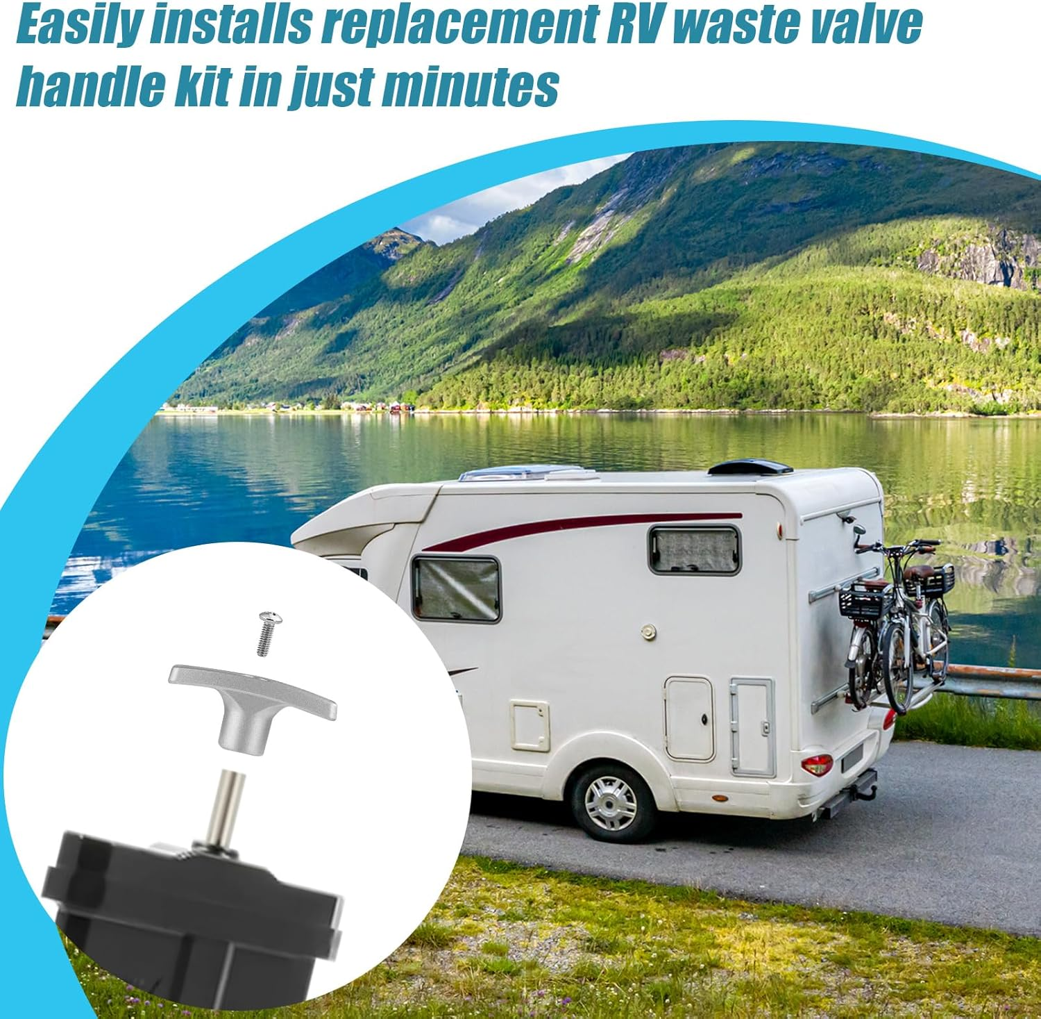 2Pcs RV Waste Valve Handle Replacements, Metal RV Tank Handle Replacement Set with 4 Nuts 2 Screws 2 Gaskets for Camper Sewer Tank Dump Release Valve Extension Rod image number 3