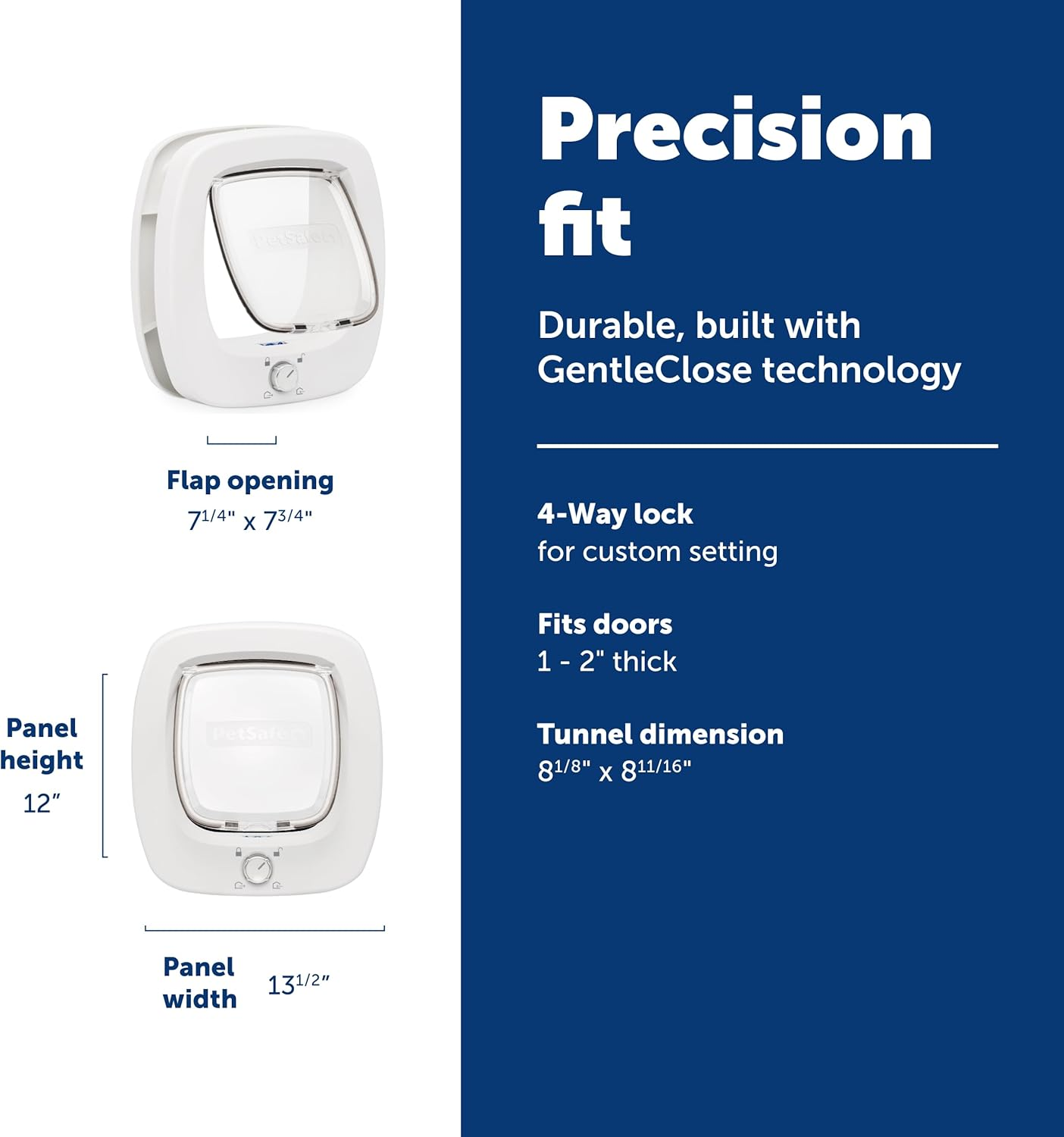 Petsafe Big Cat Door - Multi-Pet Doorway, Locking Cat Door Made for Interior & Exterior Use, Suitable for Pets up to 25 Lb, Push-&-Turn 4-Way Lock for Extra Security &ndash; Soft Close Flap for Added Safety
