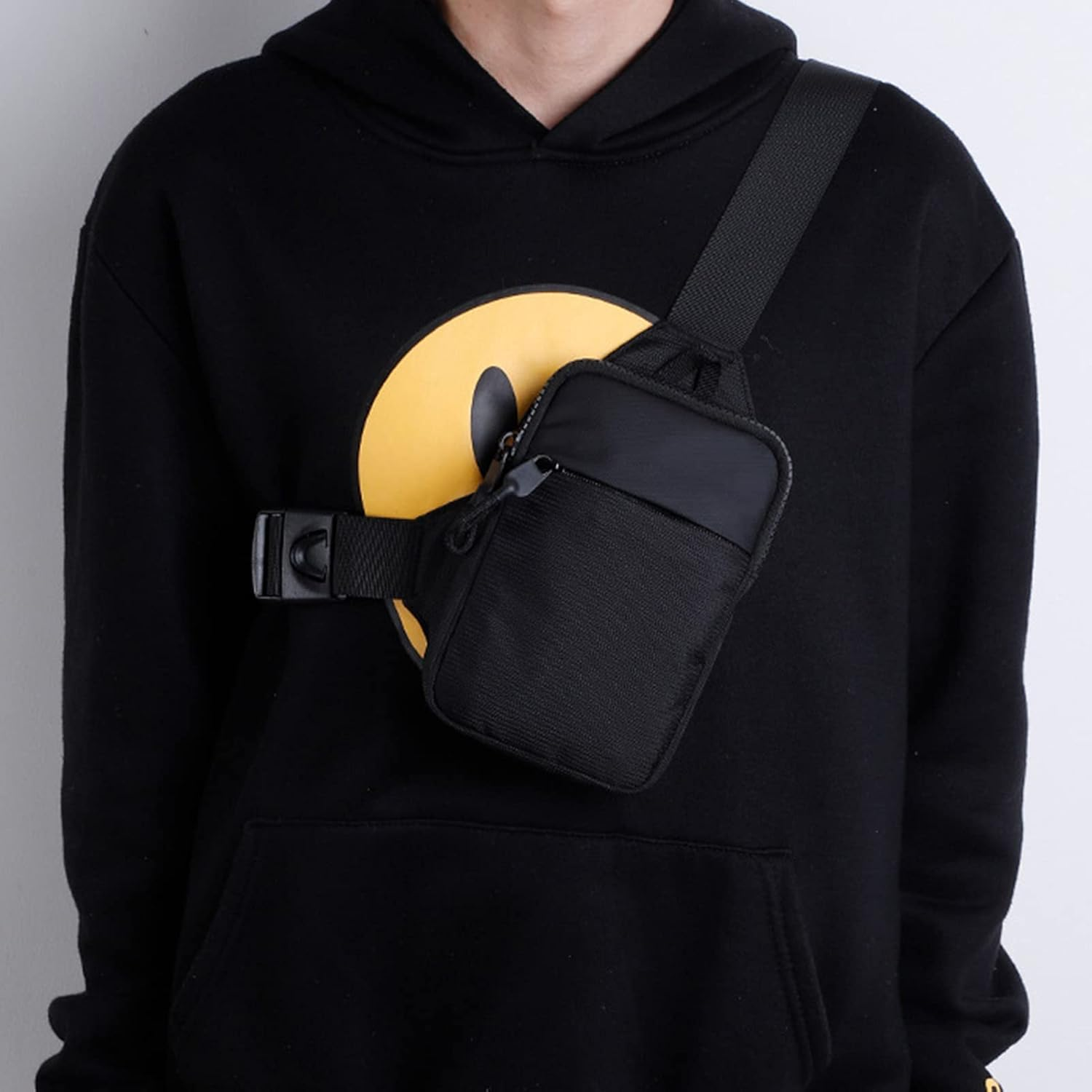 Side Shoulder Bag, Sports Chest Bag Men'S Adjustable Nylon Breathable Mesh for Running and Traveling image number 3