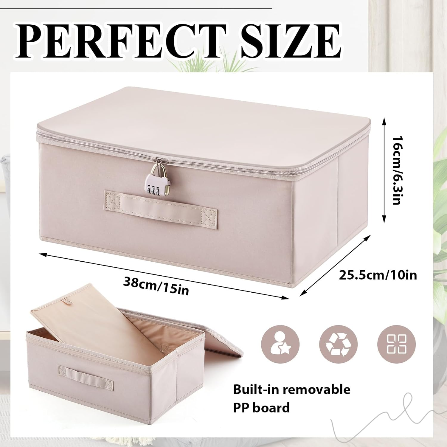 Briwooody Discreet Lockable Toy Bag Storage Organizer Toy Bag Storage Bins Case with Zipper Lid 15 X 10 X 6.3 Inches for Women and Men Clothes Container(Light Purple) - Coffee image number 6