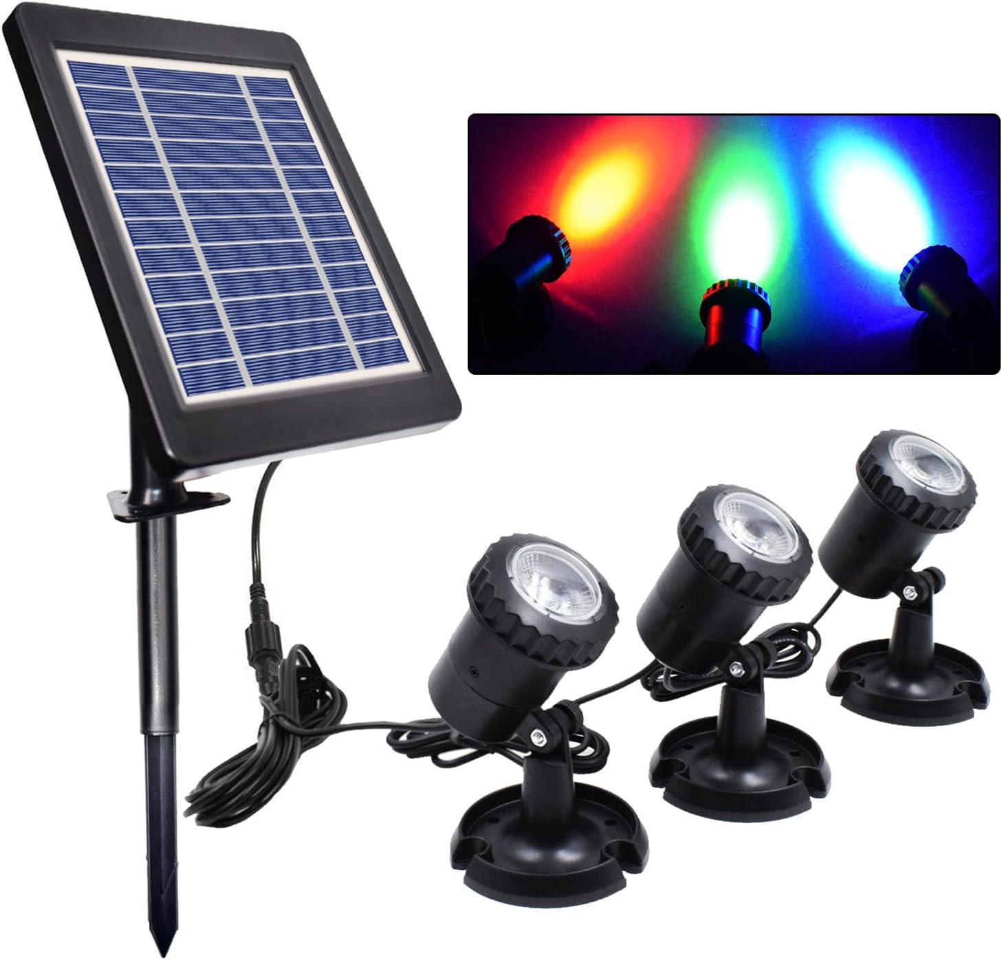 LED Solar Spotlights Waterproof Solar Powered Garden Pond Light Warm White Lawn Backyard Lighting Outdoor Security Landscape Lamp image number 4