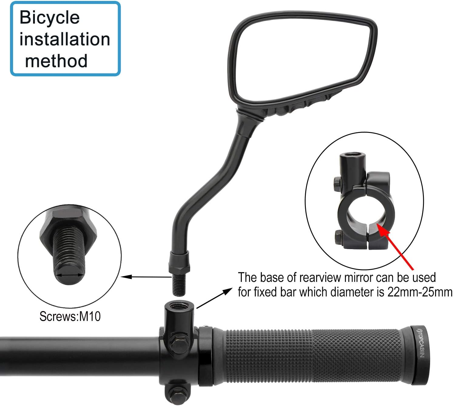 1 Pair Bicycle Mirror Bicycle Rear View Mirror Blindsight Multi Angle Adjustable Bike Mirror Billet Aluminum Chrome Plated outside Bike Side View Mirrors Skull Claw Style image number 5