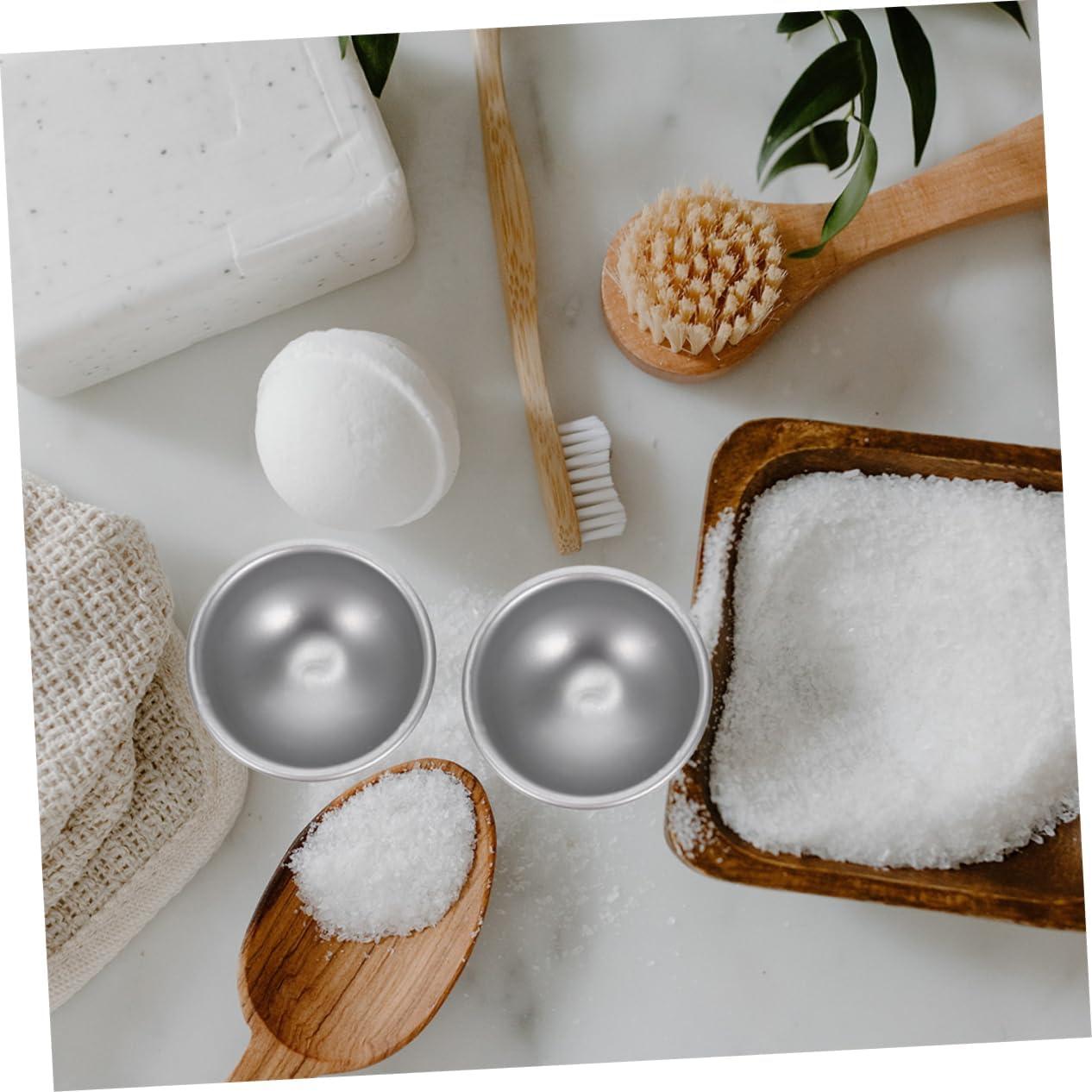 Hohopeti 10Pcs Aluminum Alloy Bath Bomb Molds Semicircular Molds for Salt and Bath Salts DIY Molding image number 5